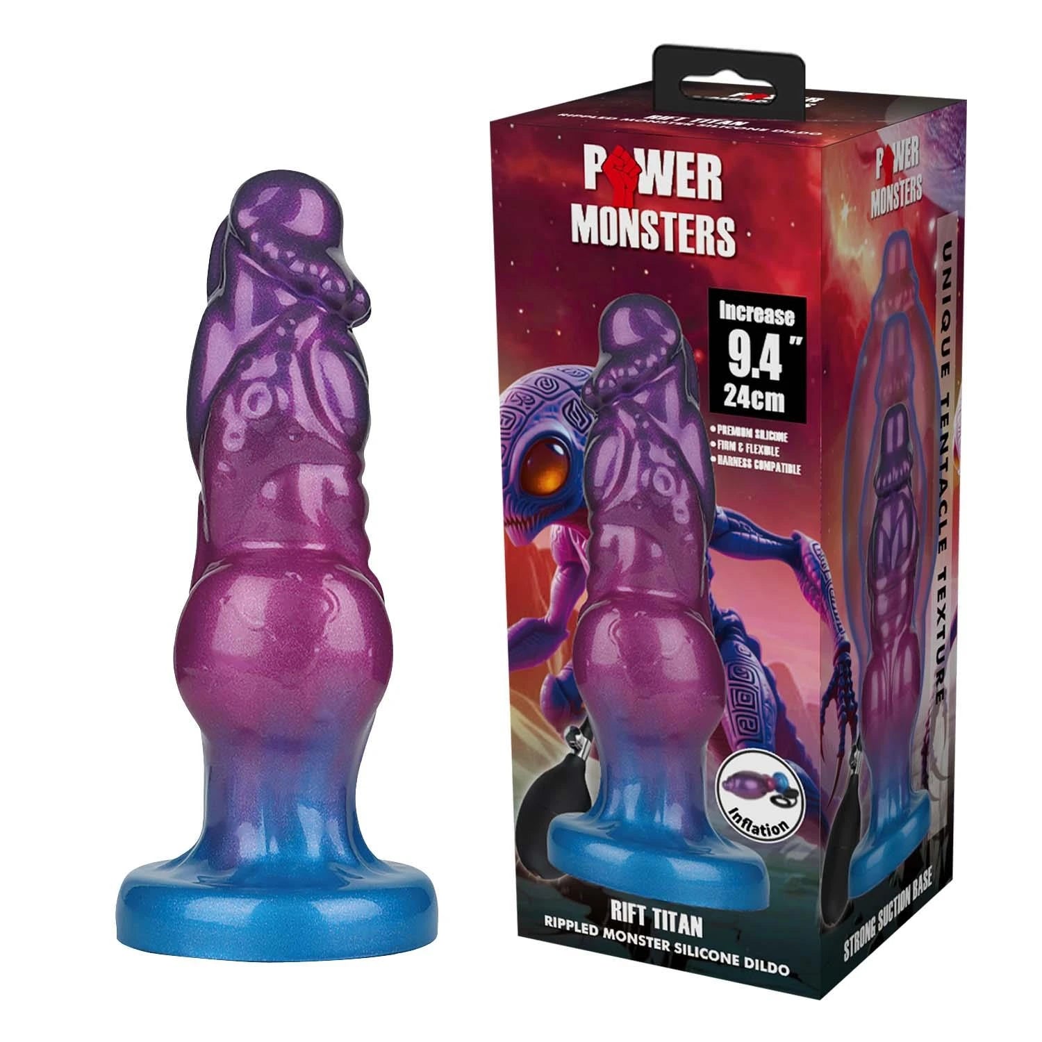 Monstre de puissance Rift Titan – Godemichet en silicone Monstre ondulé de 24 cm