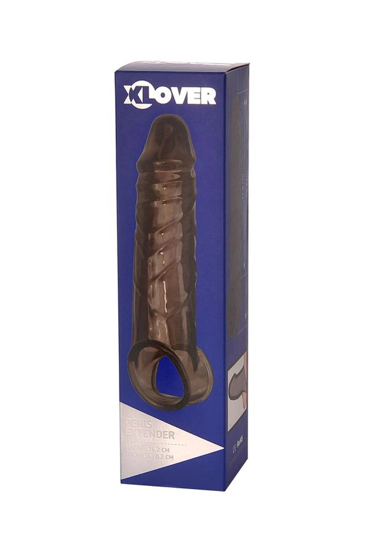 ToyFa XLover, Penis sleeve, for enlargement, TPE, transparent black, 15.5 cm