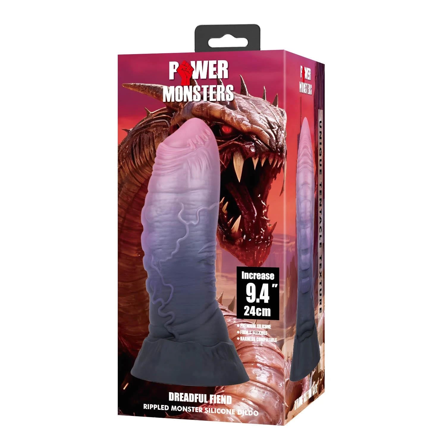 Power Monsters Dreadful Fiend – Godemichet en Silicone Monstrueux à Vagues de 24 cm