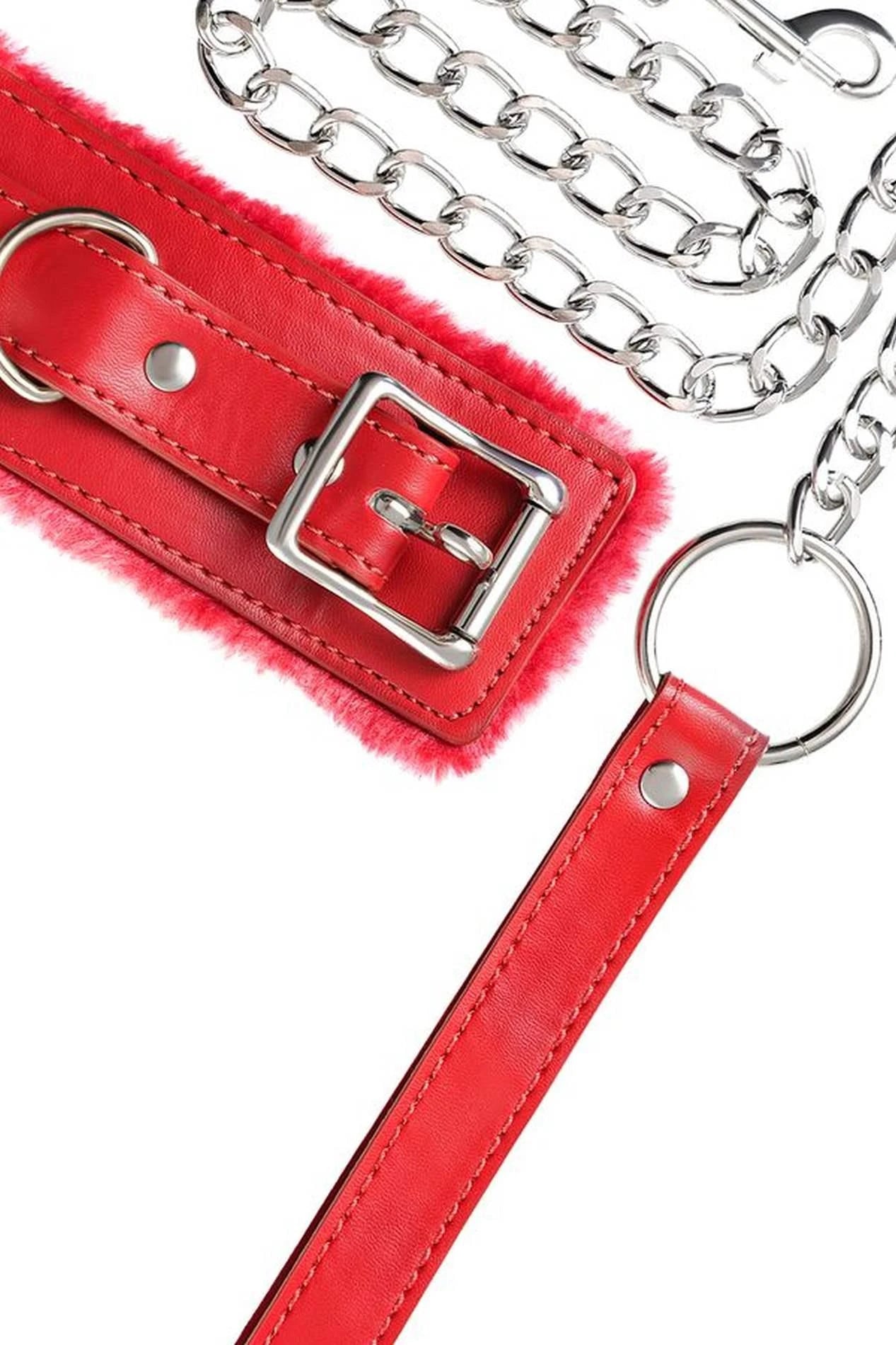 Collier Anonymo, cuir PU, rouge