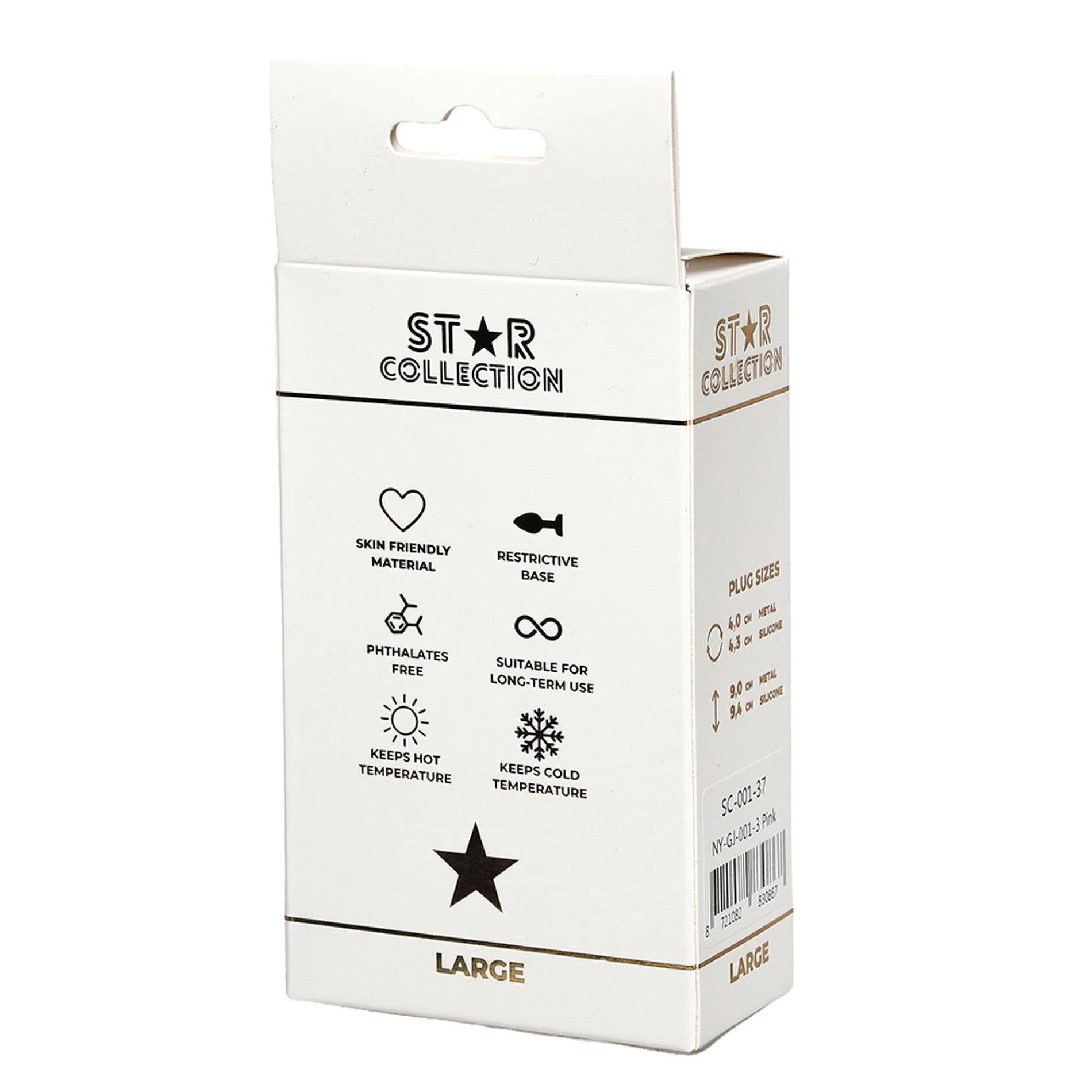Star Collection - Pink Silicone Anal Plug L - Pink Stone