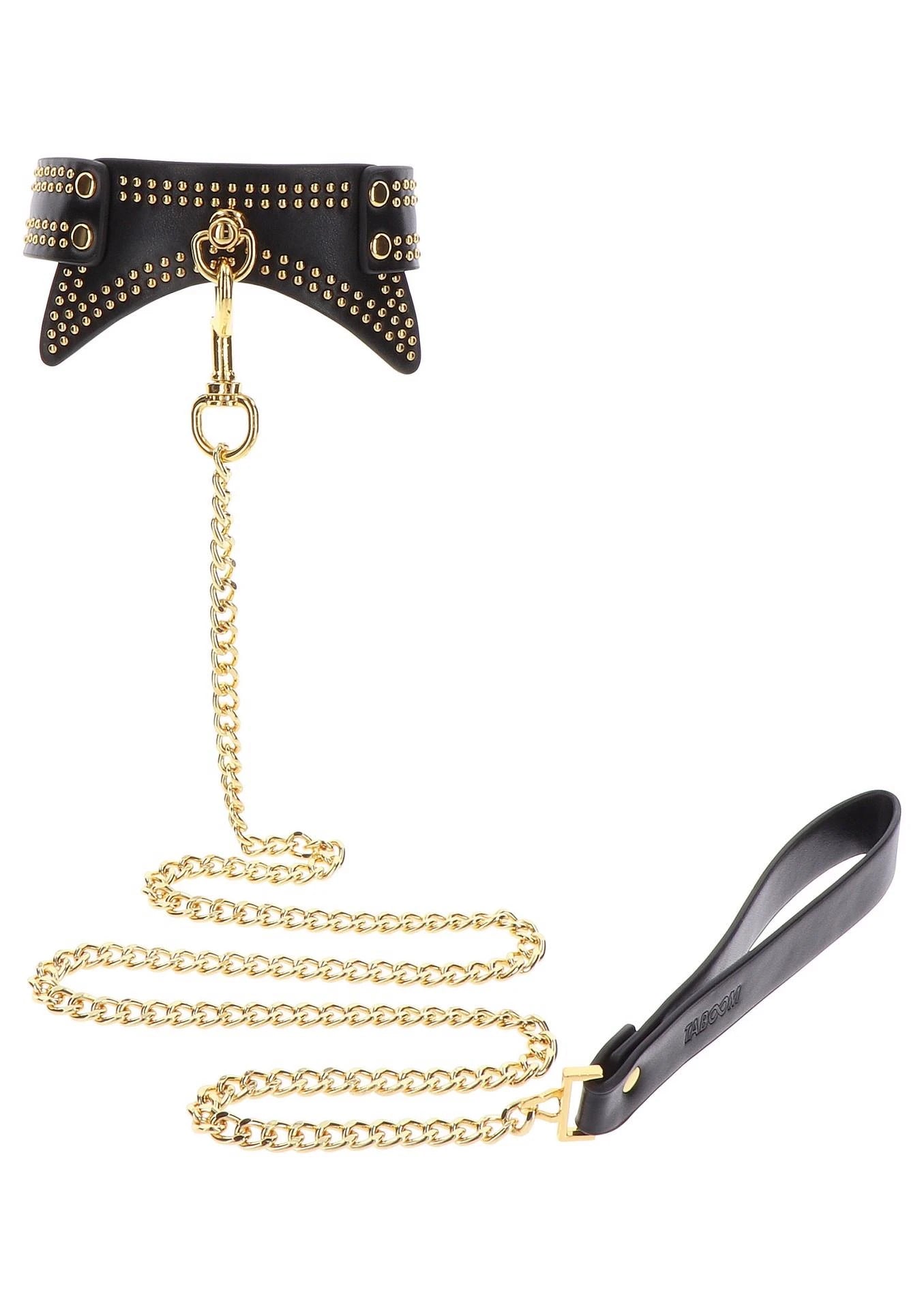 Collier et laisse cloutés noirs