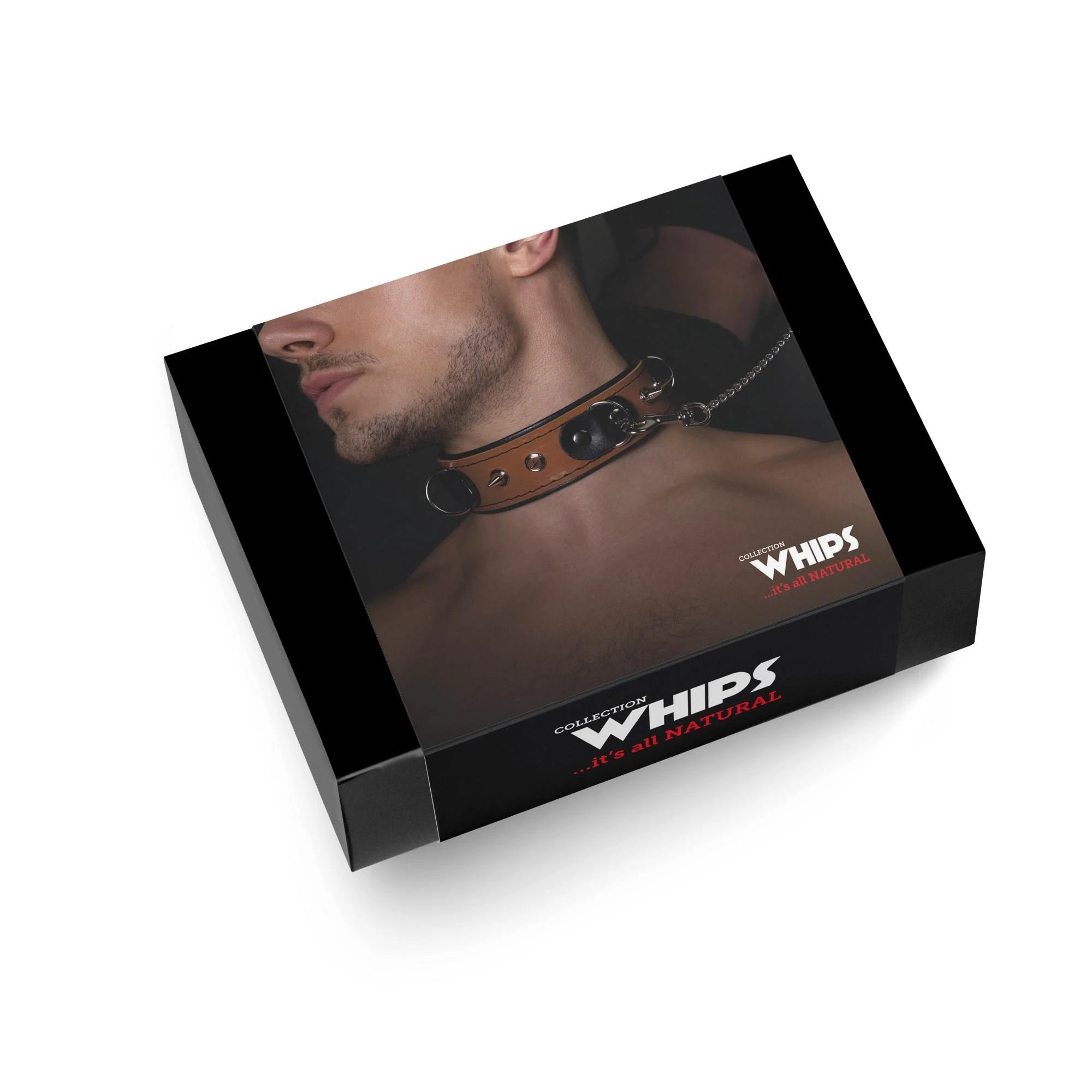 Wiązania-WHIPS collier d'esclave avec laisse, cognac