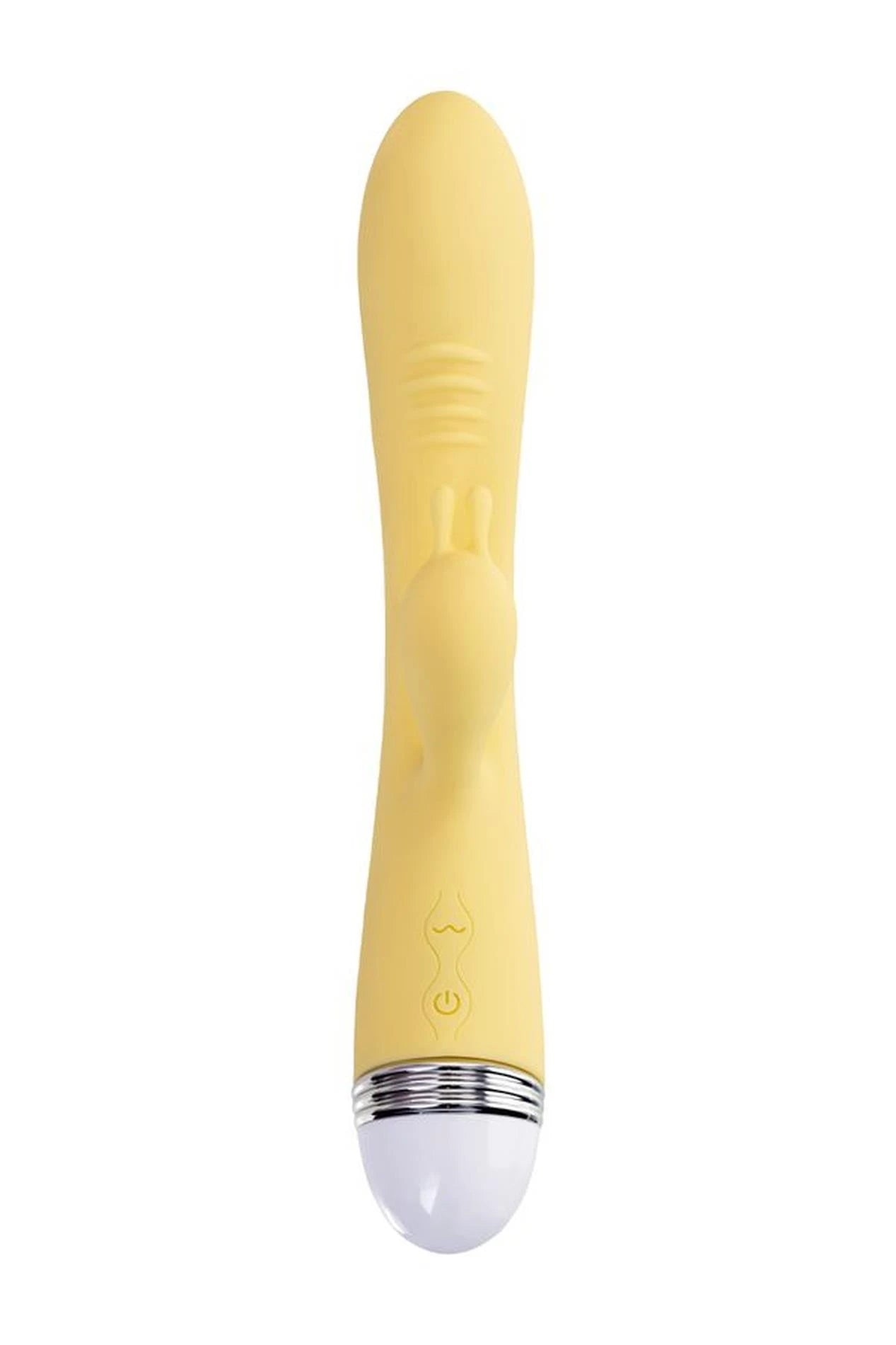 Flovetta vibrator with clitoral stimulator by Toyfa Aster, silicone, yellow, 22 cm