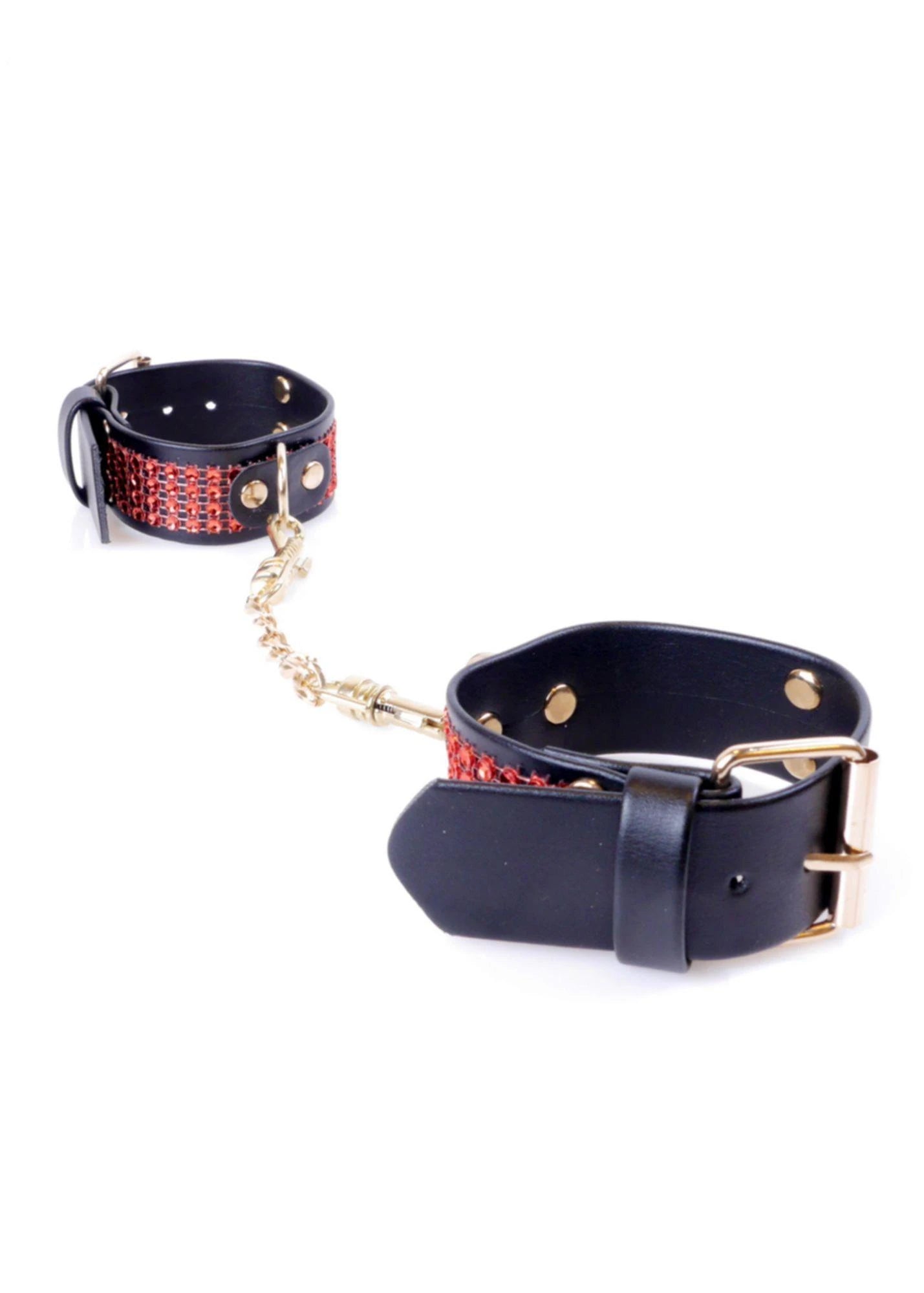 Fetish B - Series Handcuffs with Crystals 3 cm Red Line