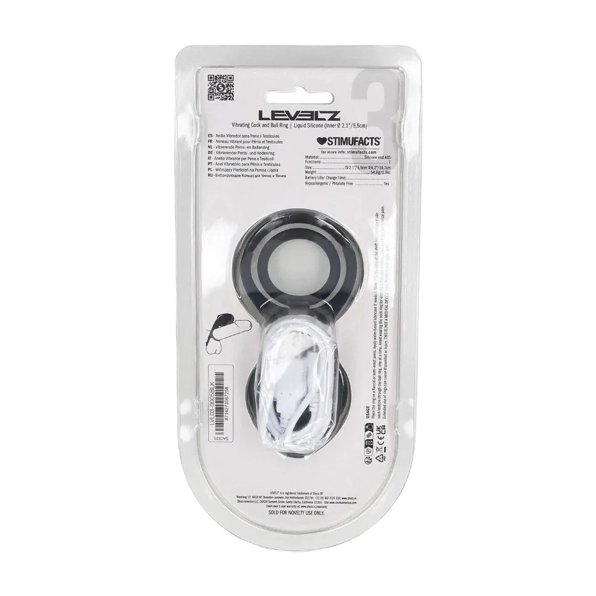 Vibrating Cock and Ball Ring with Winged Stimulator - Black