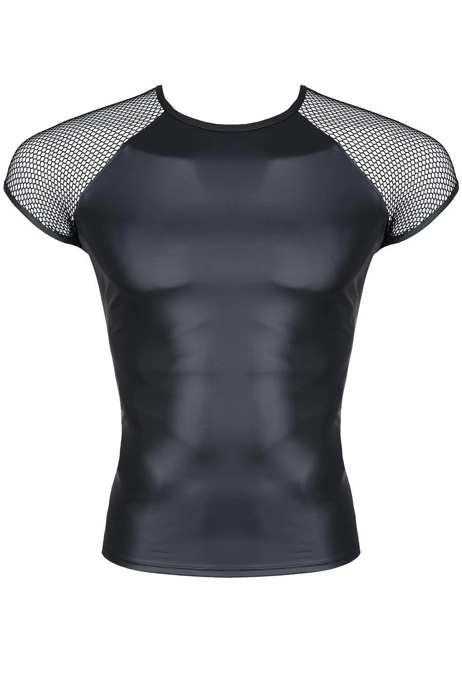 men's wetlook t-shirt with stretch mesh sleeve XL