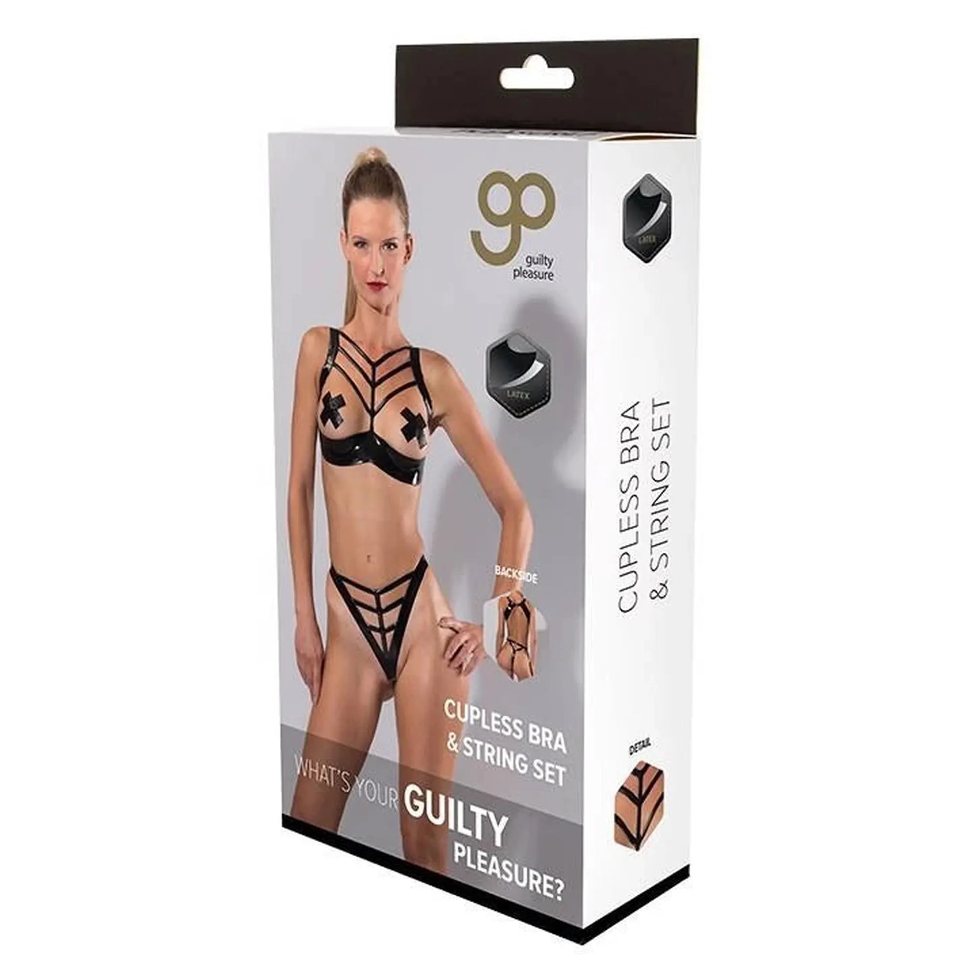GP LATEX CUPLESS BRA & STRING SET, XL