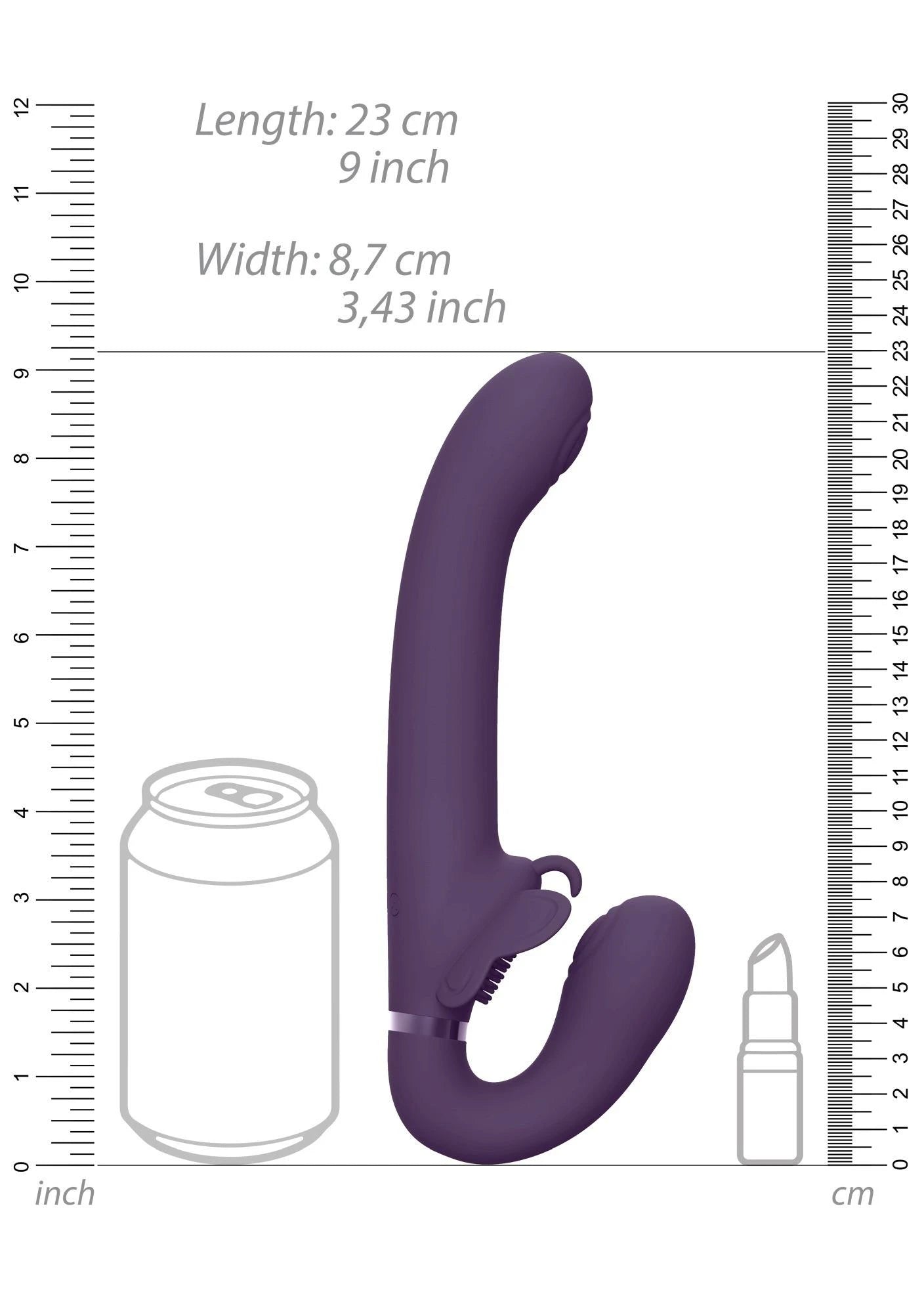 Satu - Pulse-Wave and Vibrating Strapless Strapon - Purple
