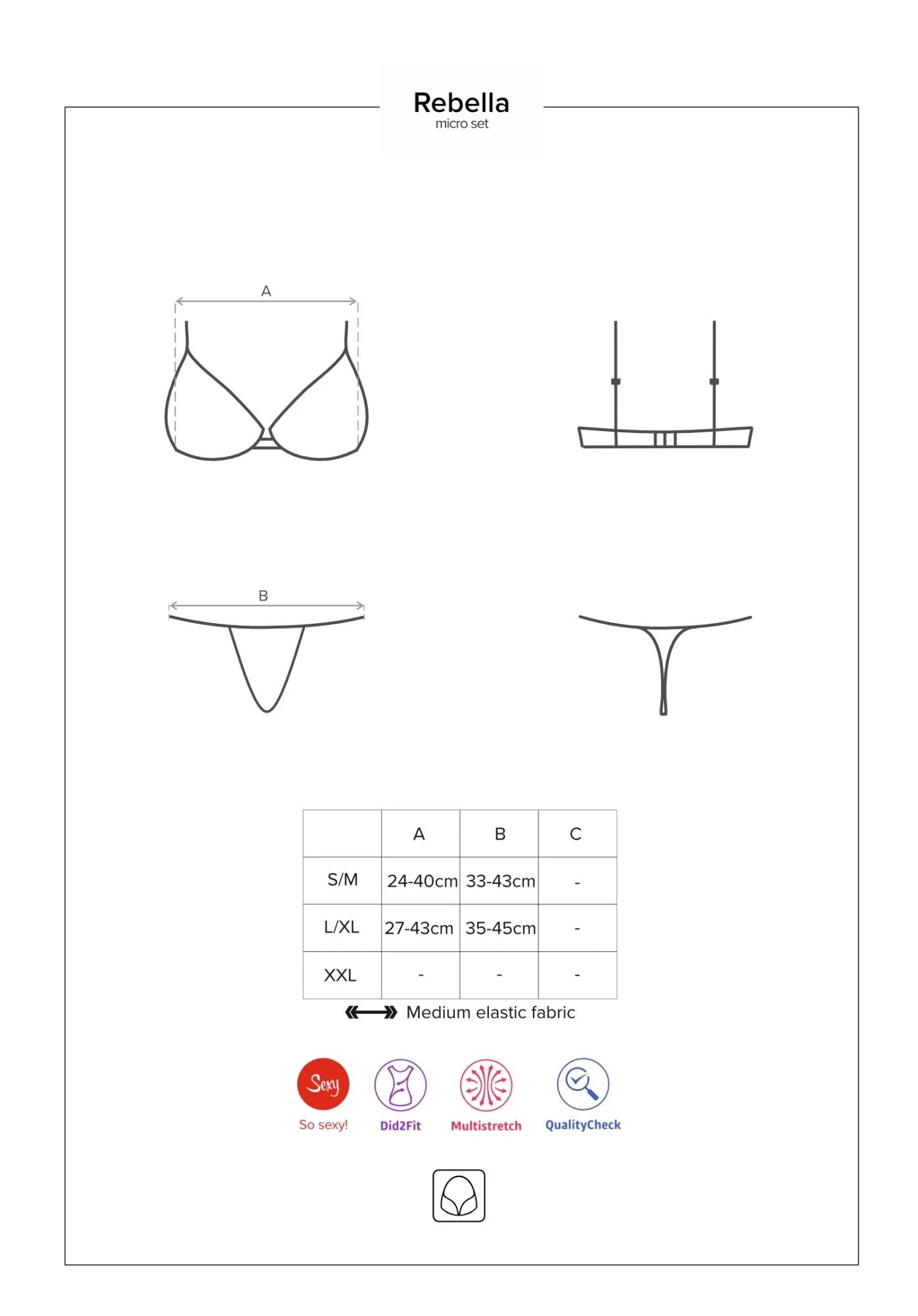 Ensemble de lingerie Redella 2 pièces noir L/XL