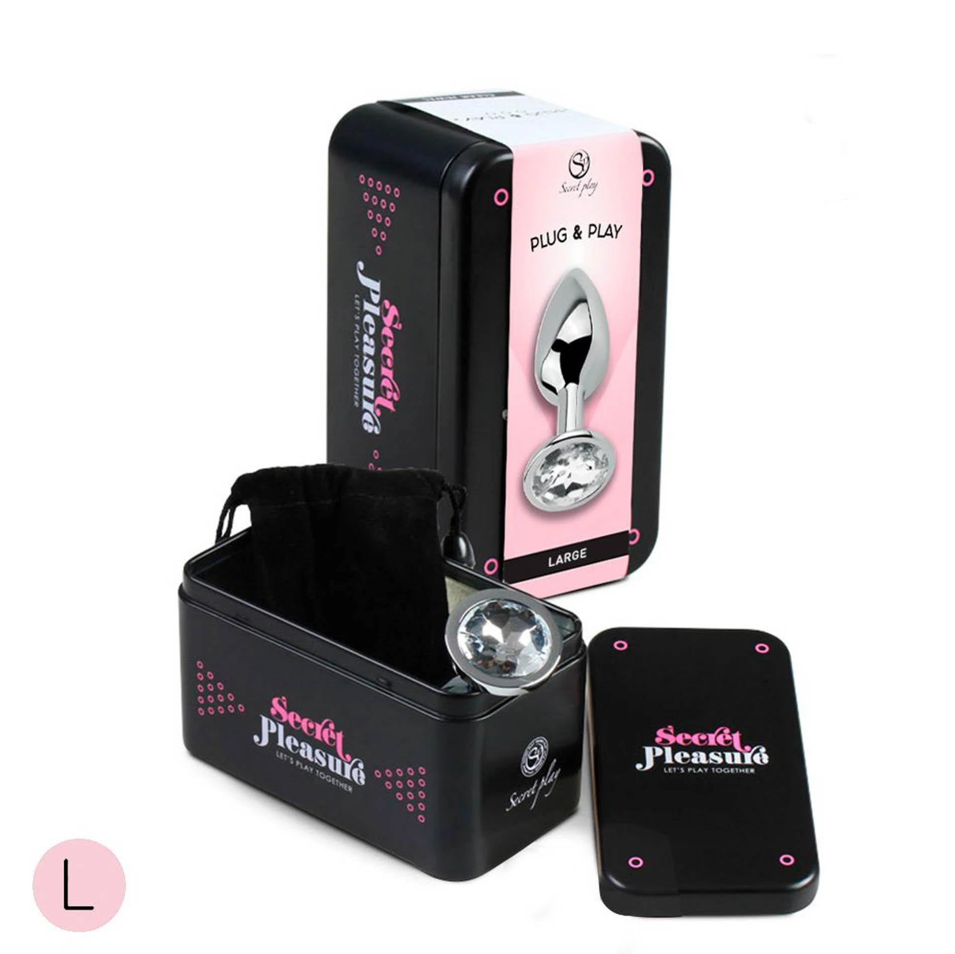 CLEAR CRYSTAL JEWELLED METAL BUTT PLUG L