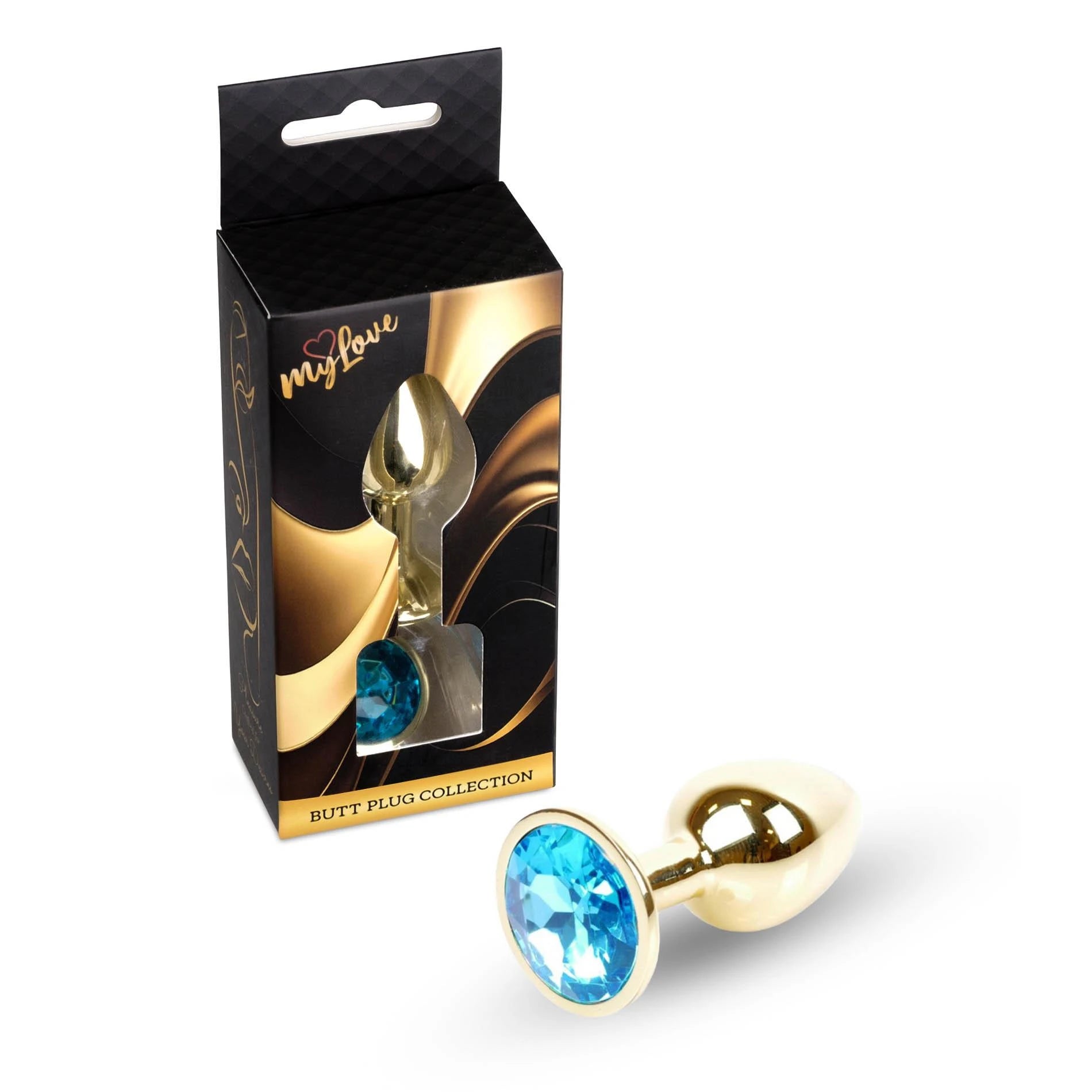 MyLove Toys - Bijoux PLUG doré - Bleu clair