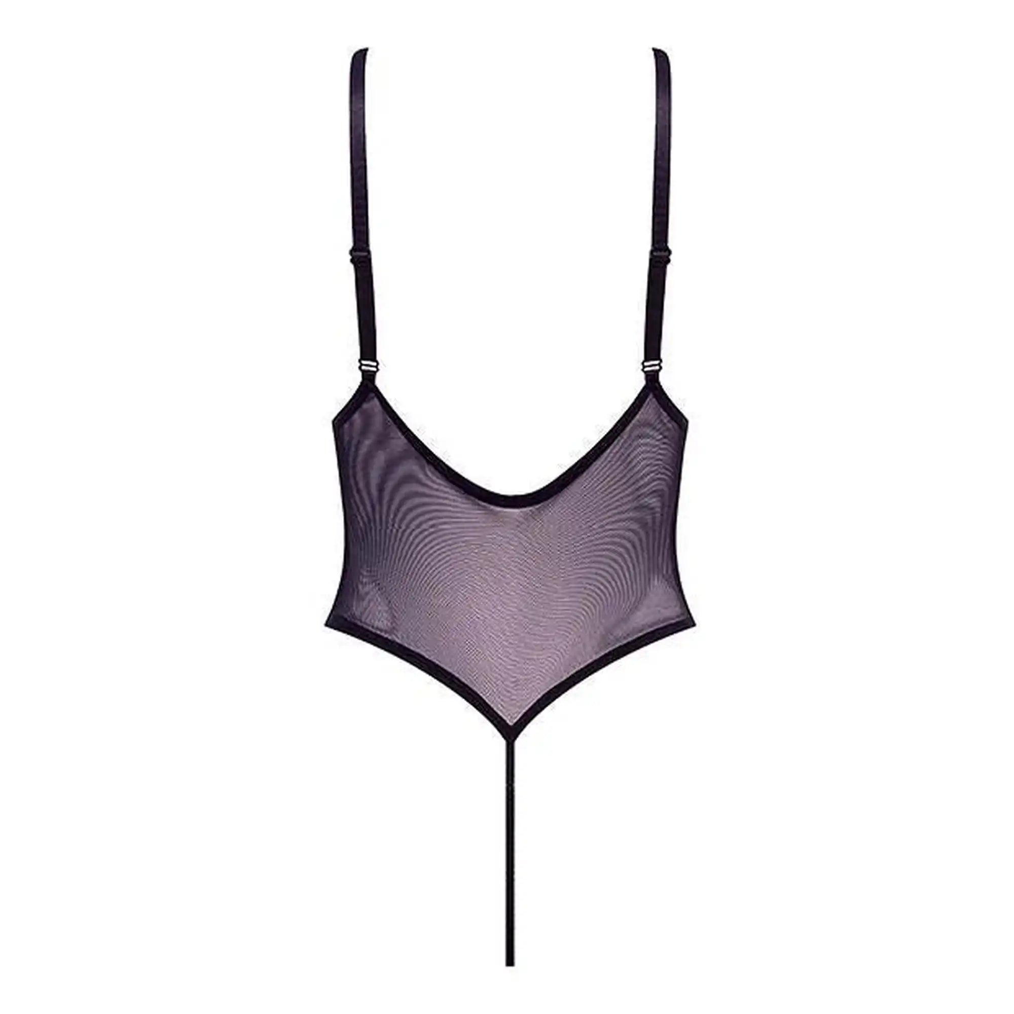 BARELY BARE LACE UP TEDDY BLACK