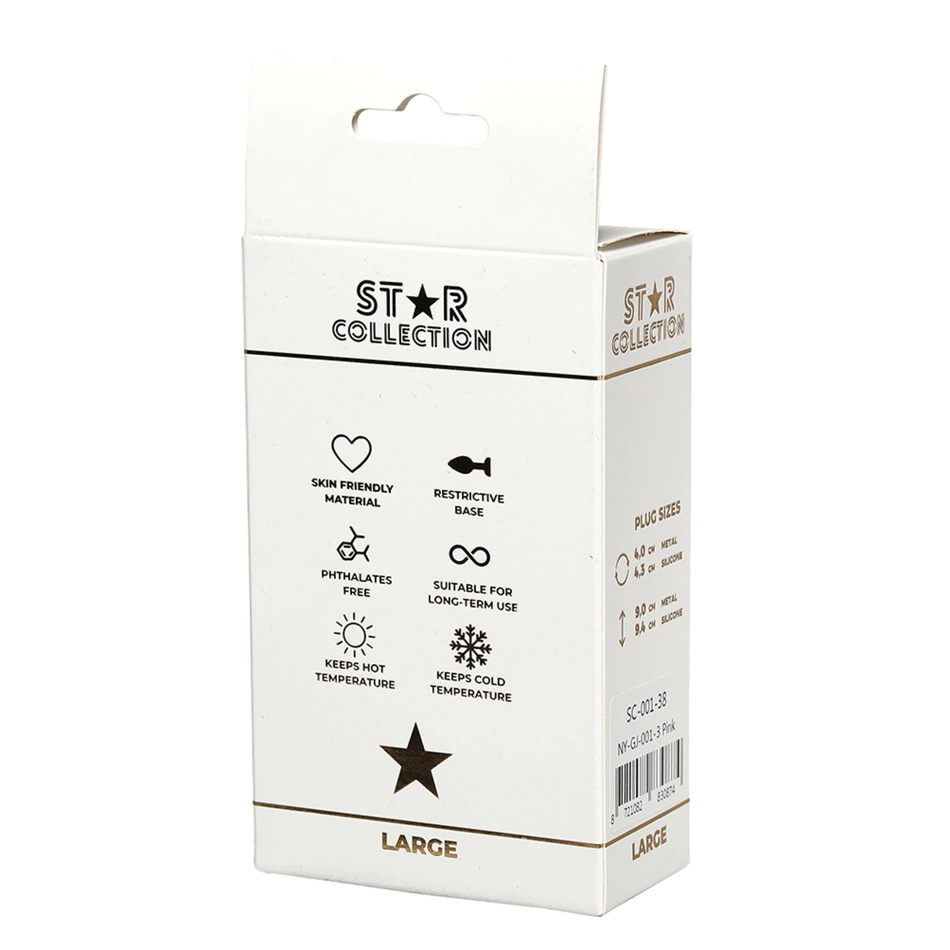 Star Collection - Pink Silicone Anal Plug L - Light Blue Stone