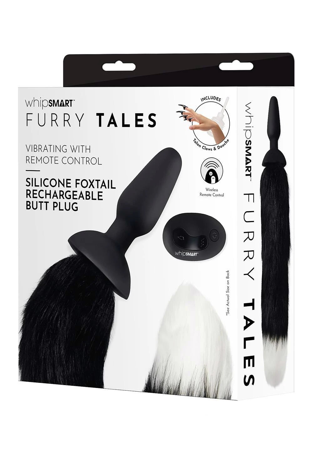 WHIPSMART 4.9 INCH SILICONE VIBRATING PLUG WITH 14 INCH BLACK INDOGO FOX TAIL
