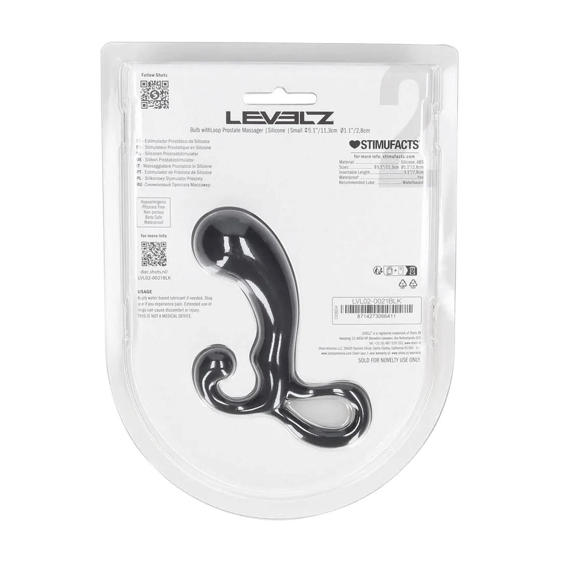 Bulb with Loop Silicone Prostate Massager - S - Black