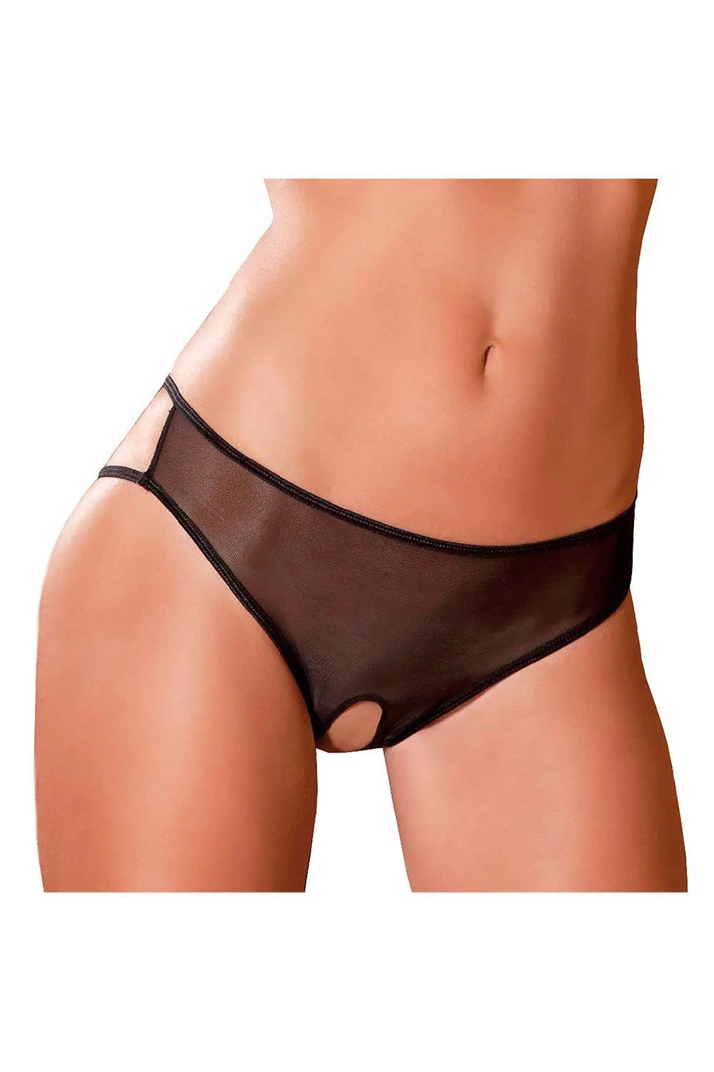 CROTCHLESS CAGE BACK BOYSHORT BLACK, M/L