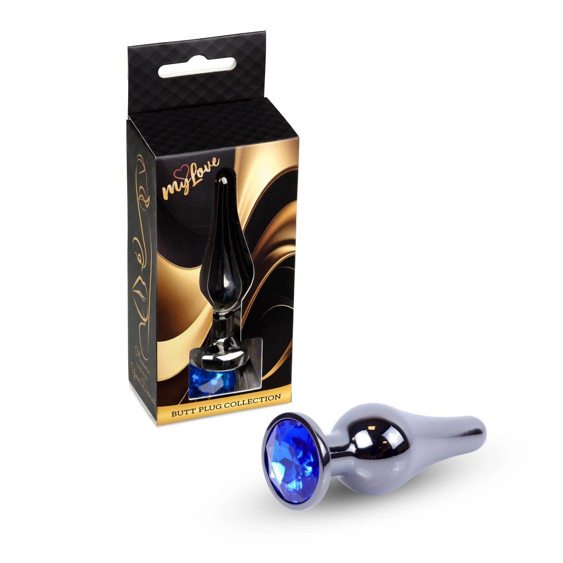 MyLove Toys - Bijoux BUTT PLUG Argent foncé - Bleu foncé