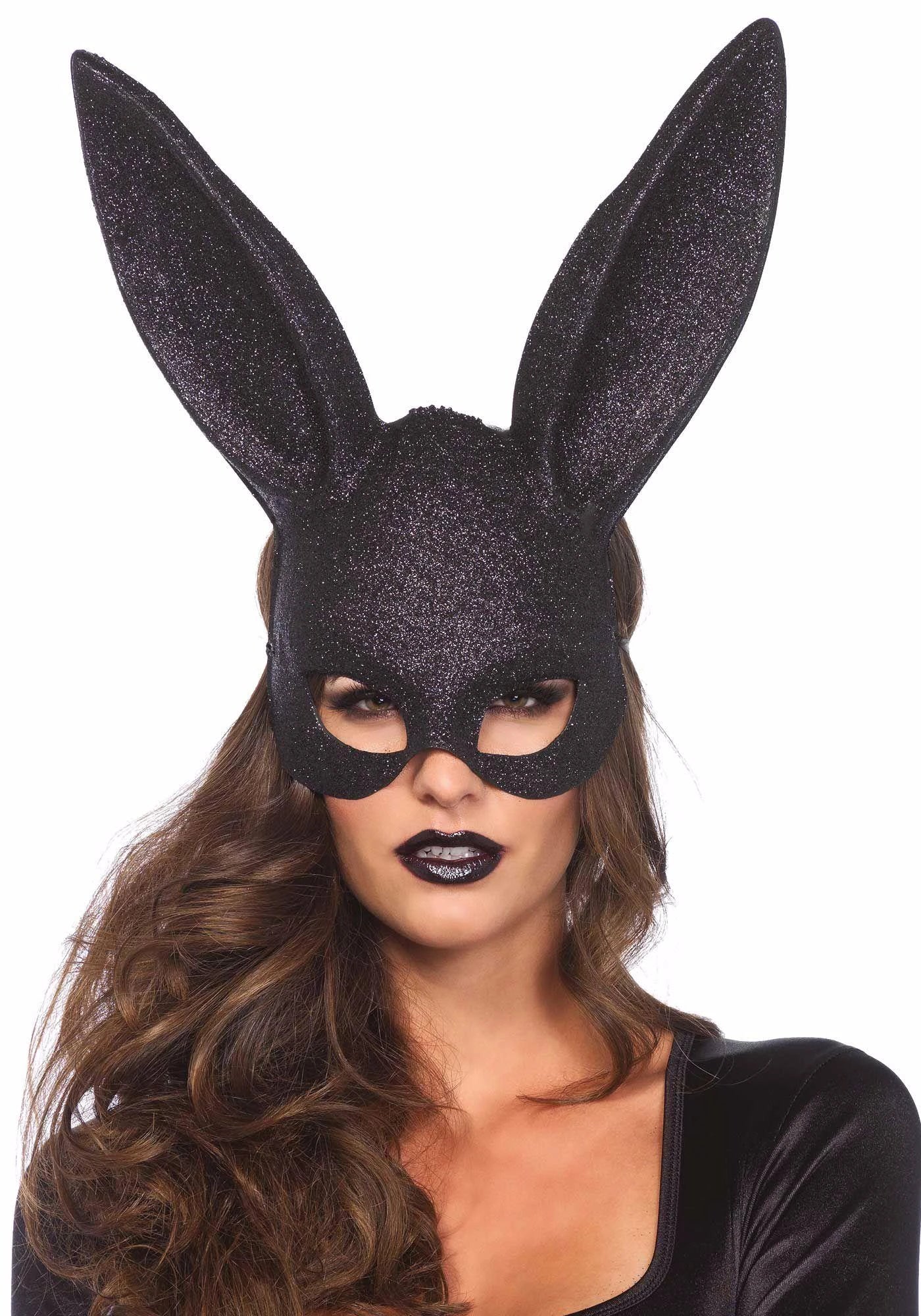 Masque de Lapin de Bal Masqué Pailleté Noir