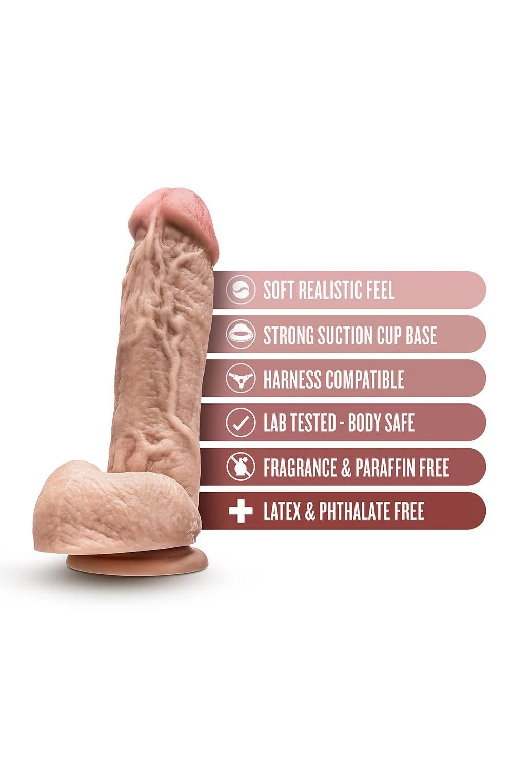 DR. SKIN MR. D GODEMICHET AVEC TESTICULES 8,5 POUCES BEIGE