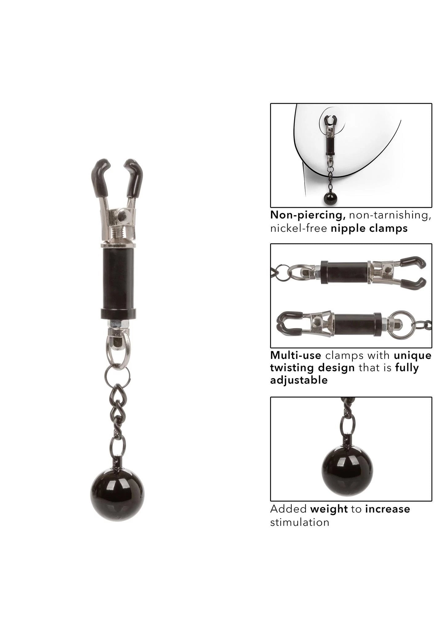 Weighted Twist Nipple Clamps Silver