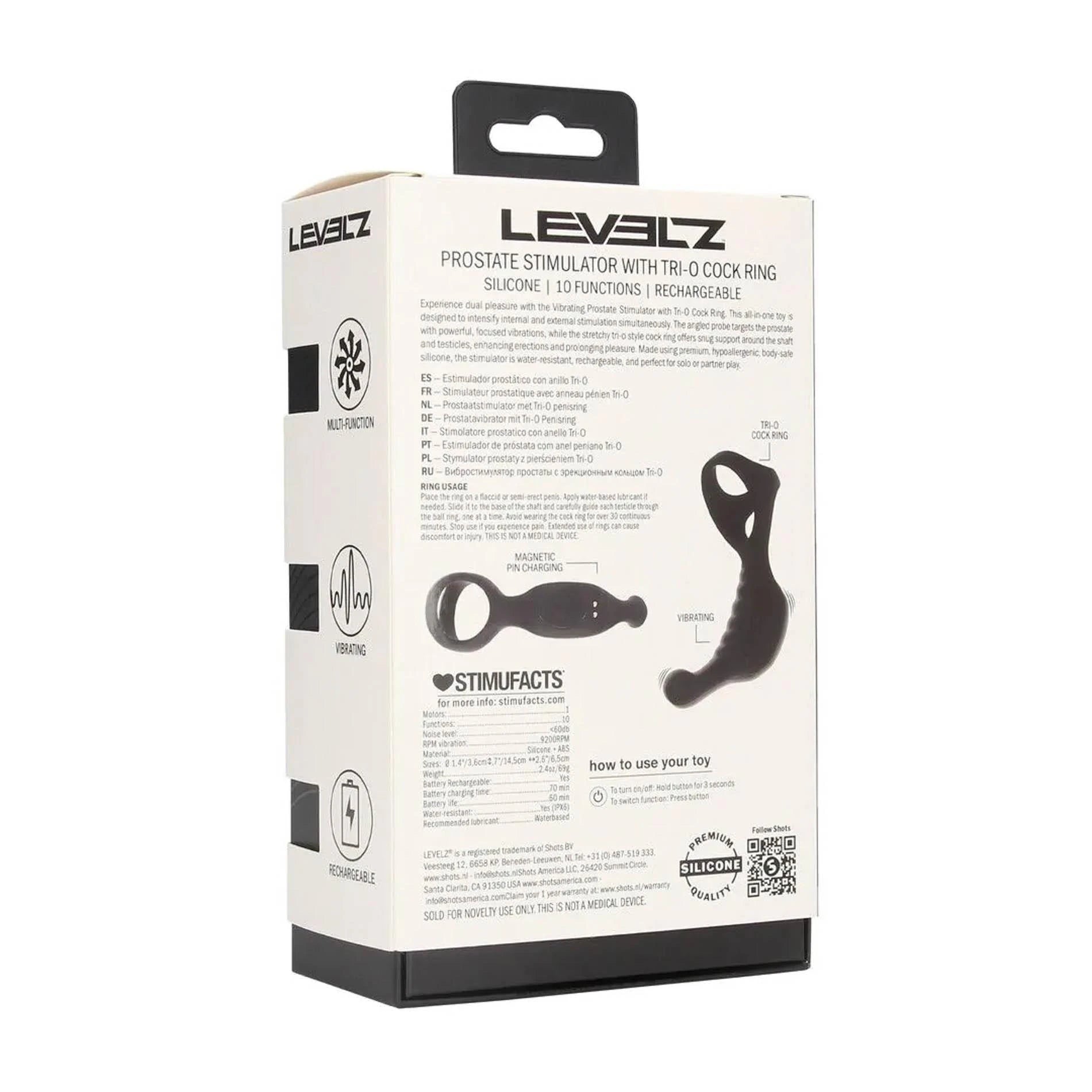 Vibrating Silicone Prostate Stimulator with Tri O Cockring - Black