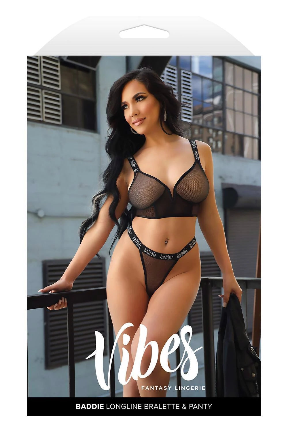 BADDIE LONGLINE MESH BRALETTE & PANTY, M/L