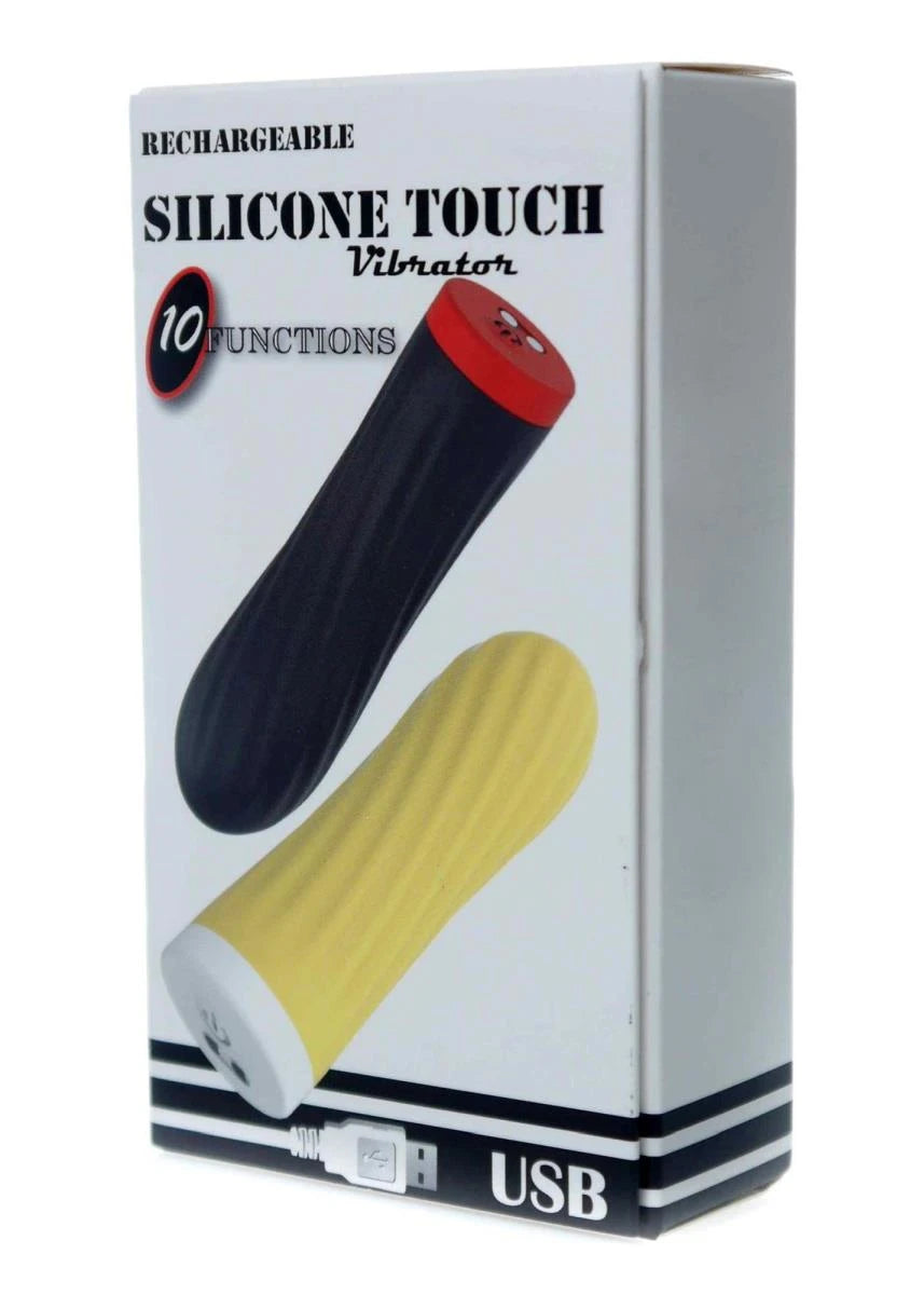 Stymulator-Vibromasseur tactile rechargeable en silicone USB 10 fonctions - Jaune