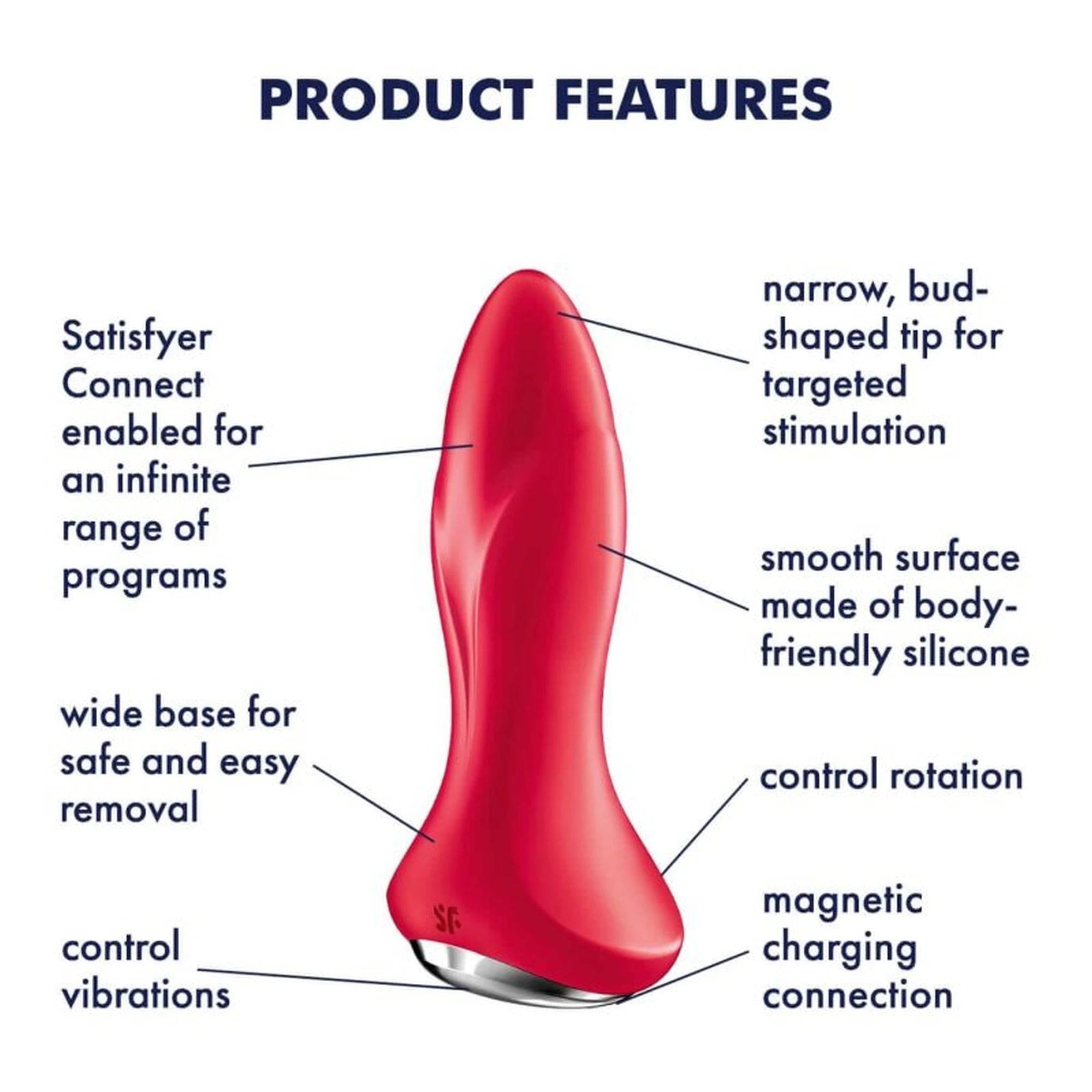 Rotar Plug 1Plus - Vibrating Butt Plug with App - Red