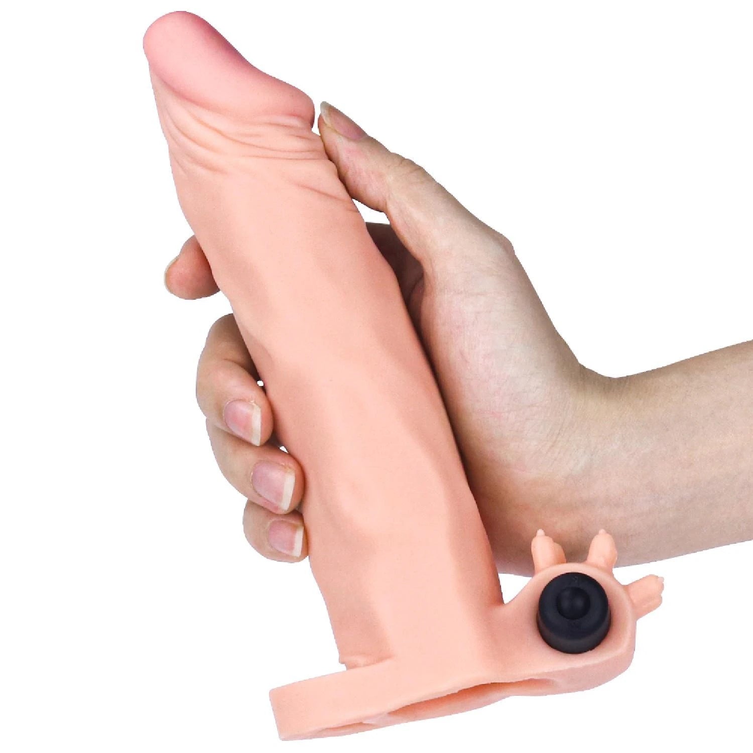 Add 2″ Pleasure X Tender Vibrating Penis Sleeve Flesh