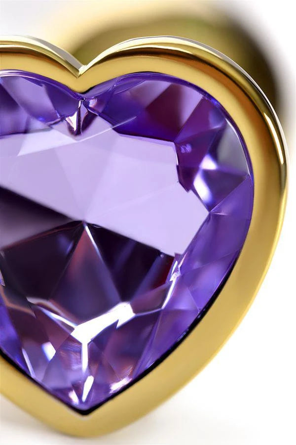 Anal plug Metal by TOYFA, metal, gold, with purple crystal, 7 cm, O 2.7 cm