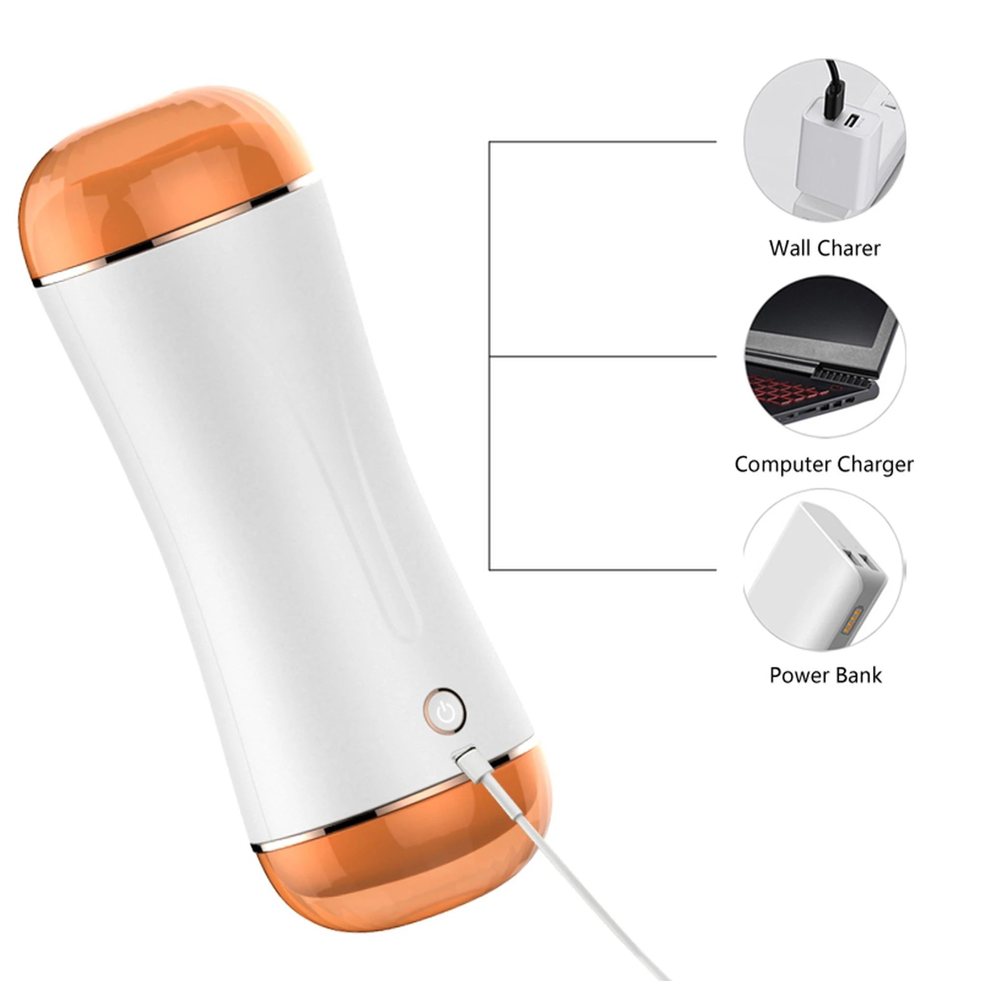 Masturbateur - Série B - Coupe de masturbation vibrante USB 10 fonctions + fonction interactive / Doubles embouts