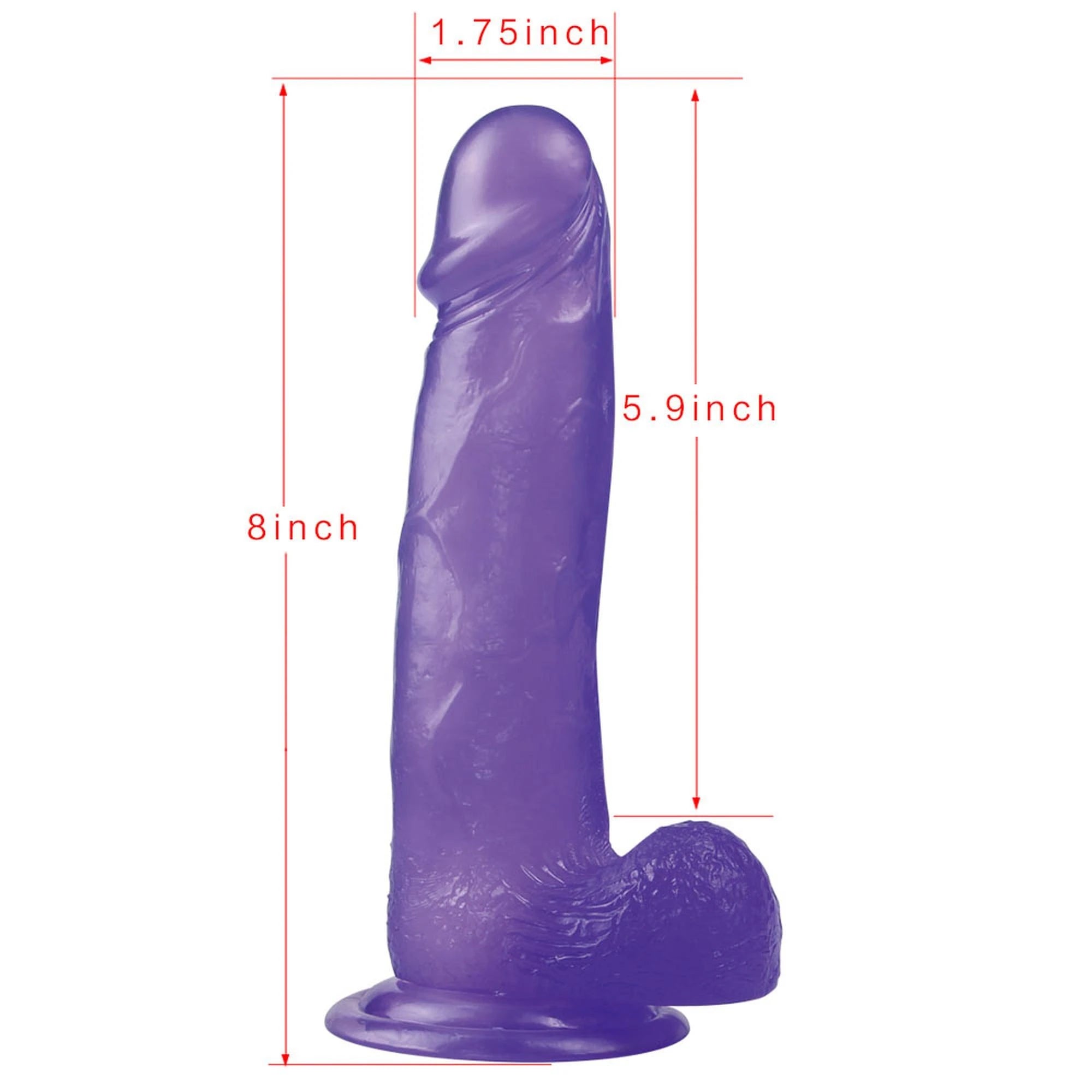 8″ Jelly Studs Crystal Dildo Large Purple