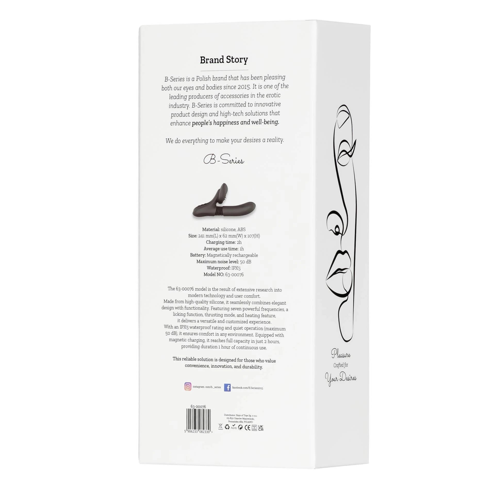 Silicone Vibrator 7 Powerful Modes - Licking,
Thrusting and Heating, Black