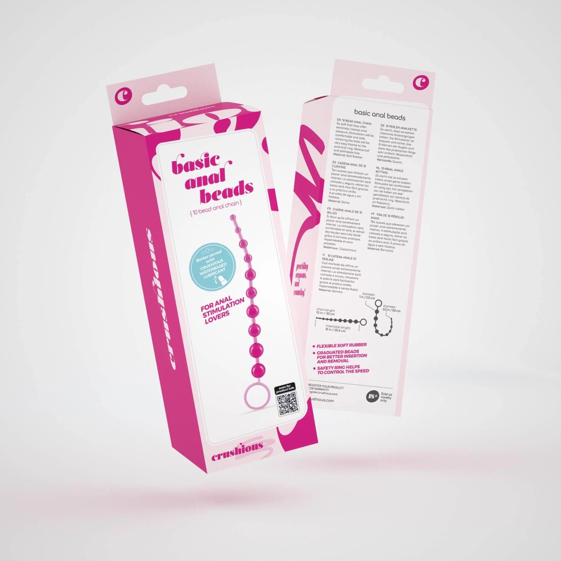 Basic Anal Beads - 10 Bead Chain - Pink