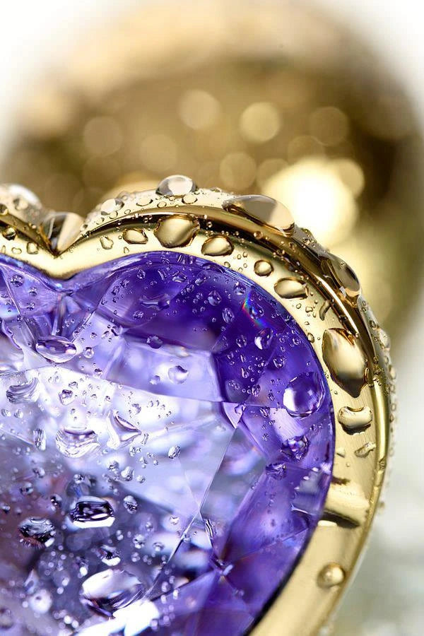 Anal plug Metal by TOYFA, metal, gold, with purple crystal, 7 cm, O 2.7 cm