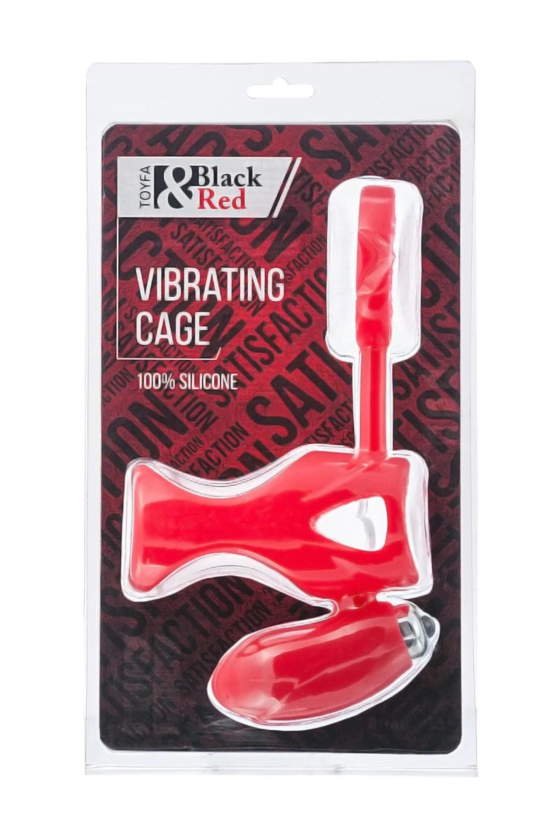Noir & Rouge, Bague pénienne avec vibration, stimulation clitoridienne, silicone, rouge 14,5 cm