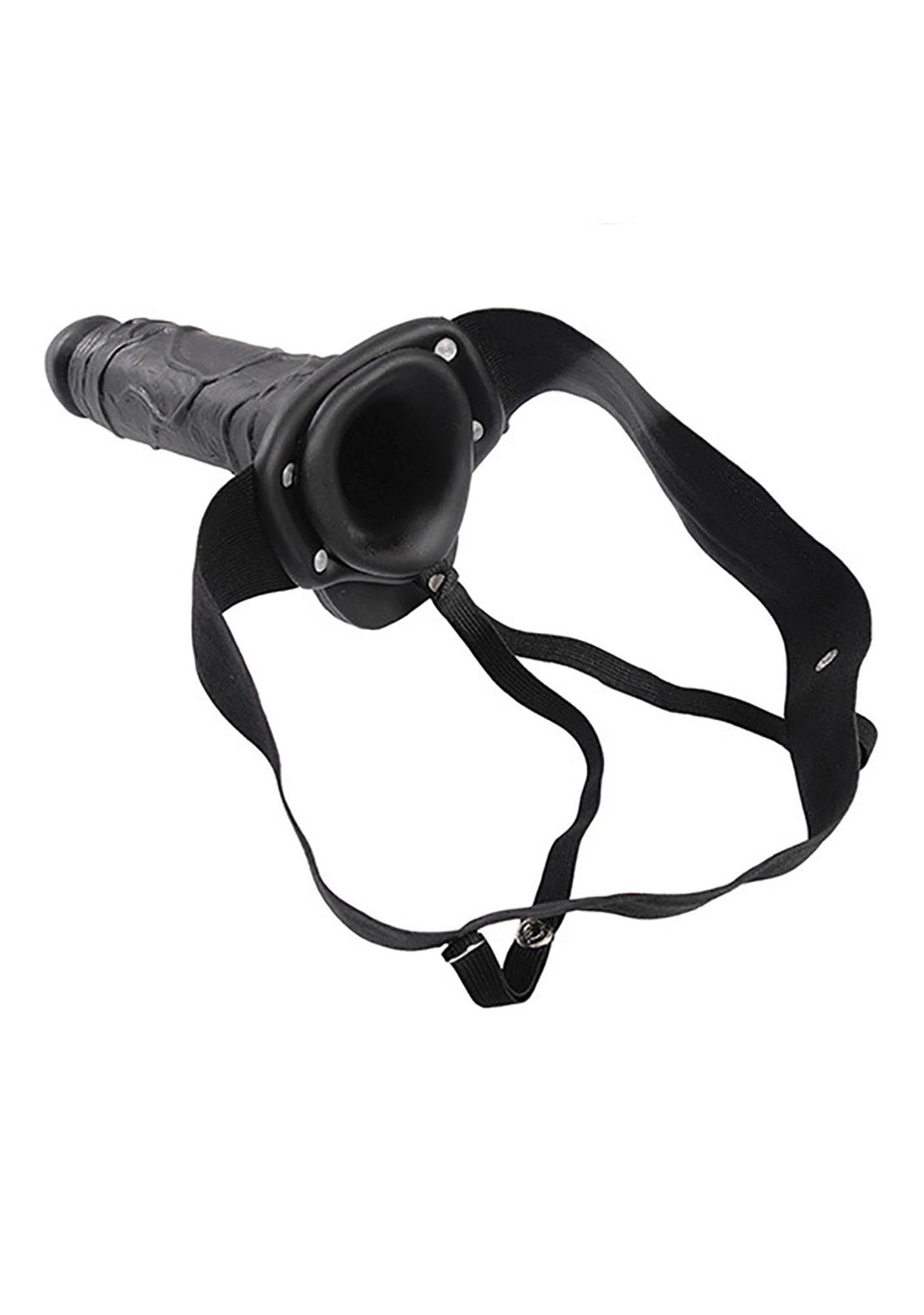 Prosthetic-PHALLUS STRAP ON HOLLOW REAL RAPTURE 8 BLACK WITH BALLS