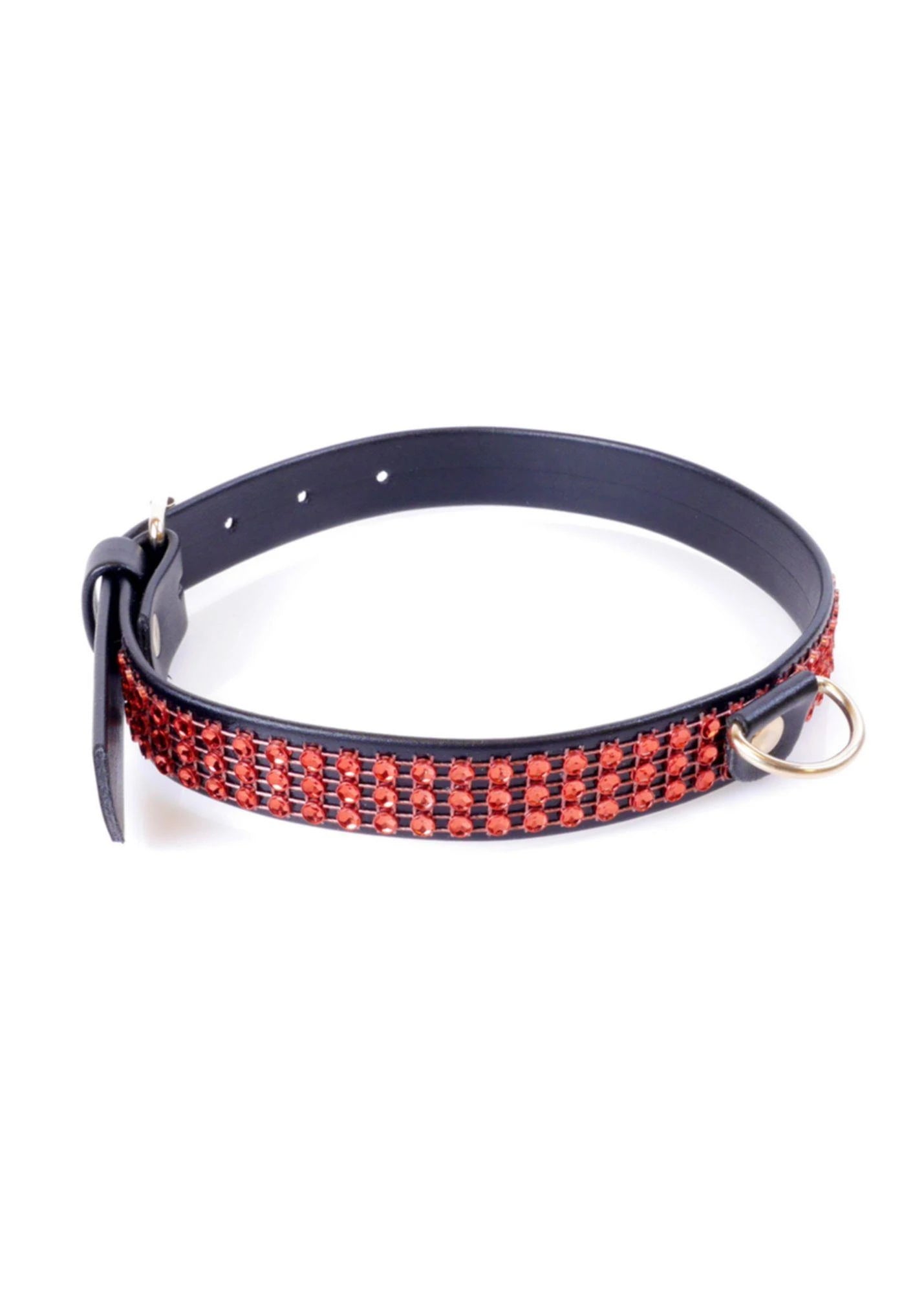 Collier Fetish B - Série avec cristaux 2 cm Red Line