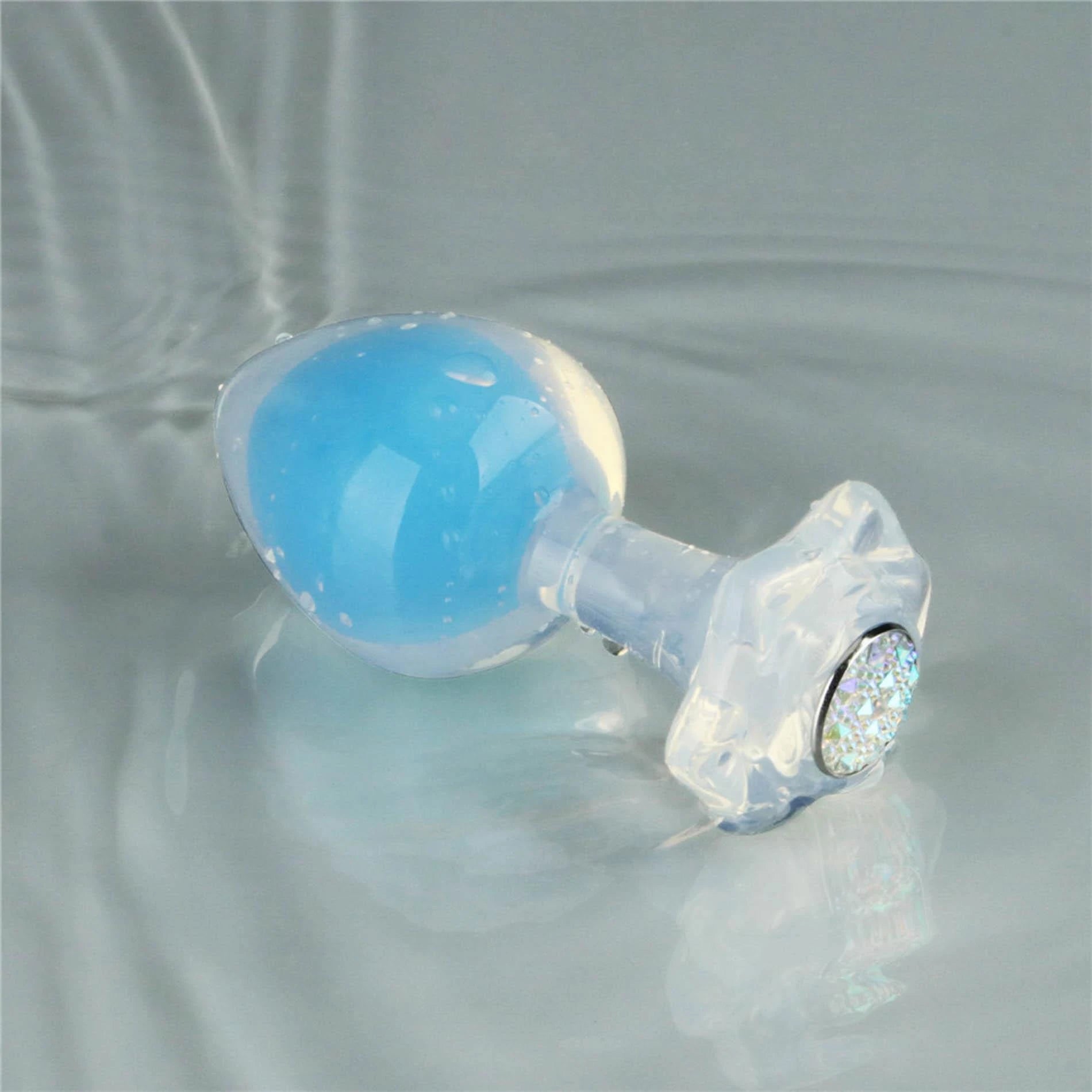 Gemoria Plug anal en silicone (brille dans le noir) - bleu