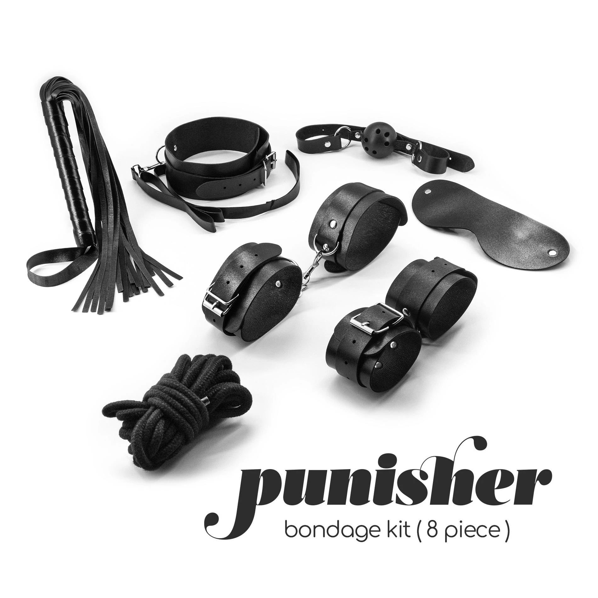 Punisher - 8 Piece Bondage Kit - Black
