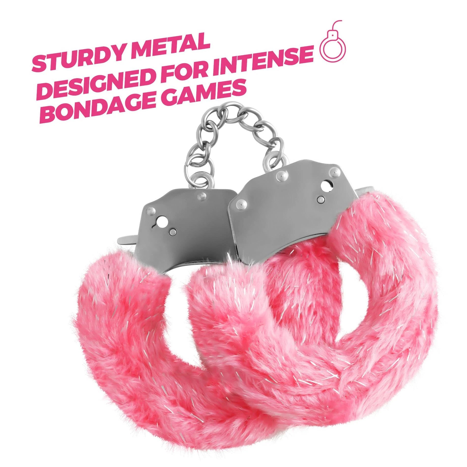 Spangle - Metal Handcuffs with Plush - Pink