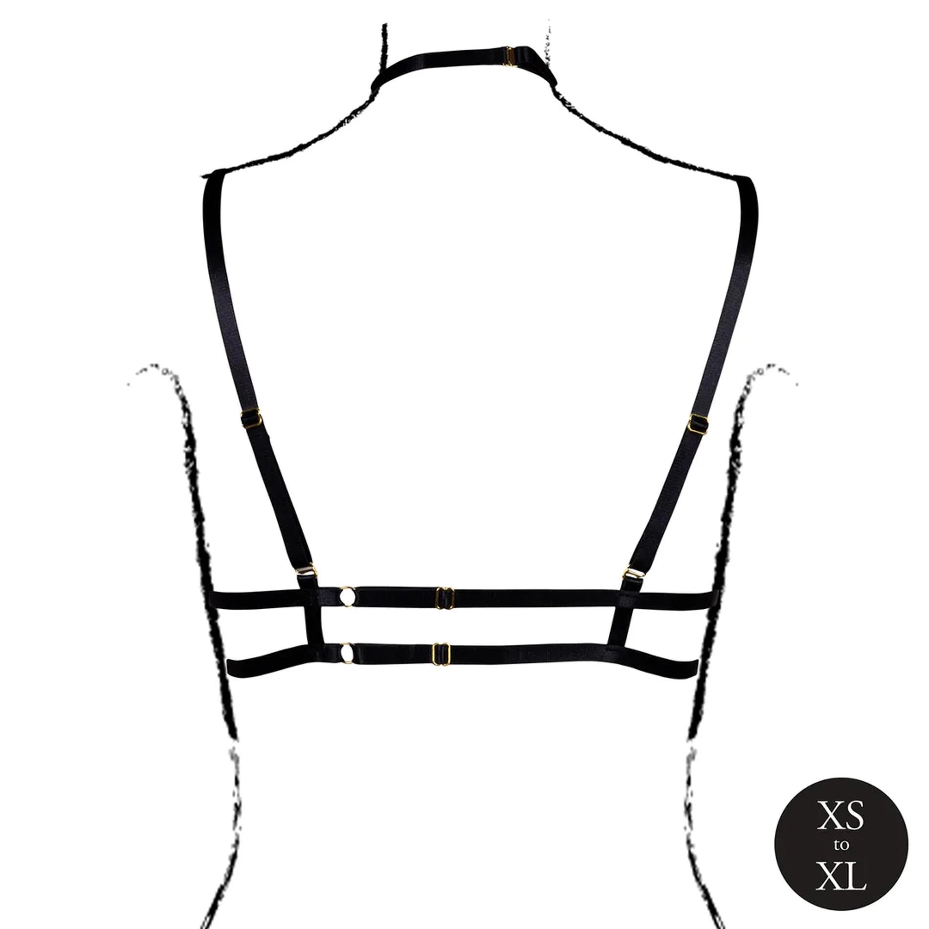 Soutien-gorge triangle ouvert avec tour de cou et bretelles réglables - Taille unique - Noir