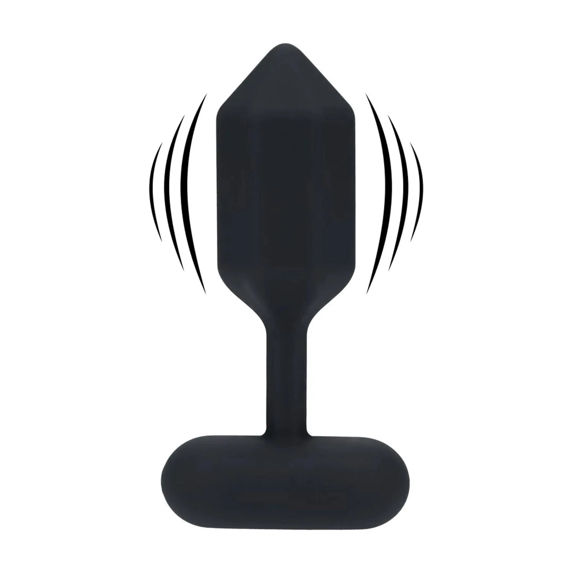 Hexagonal Vibrating Silicone Anal Plug - L - Black