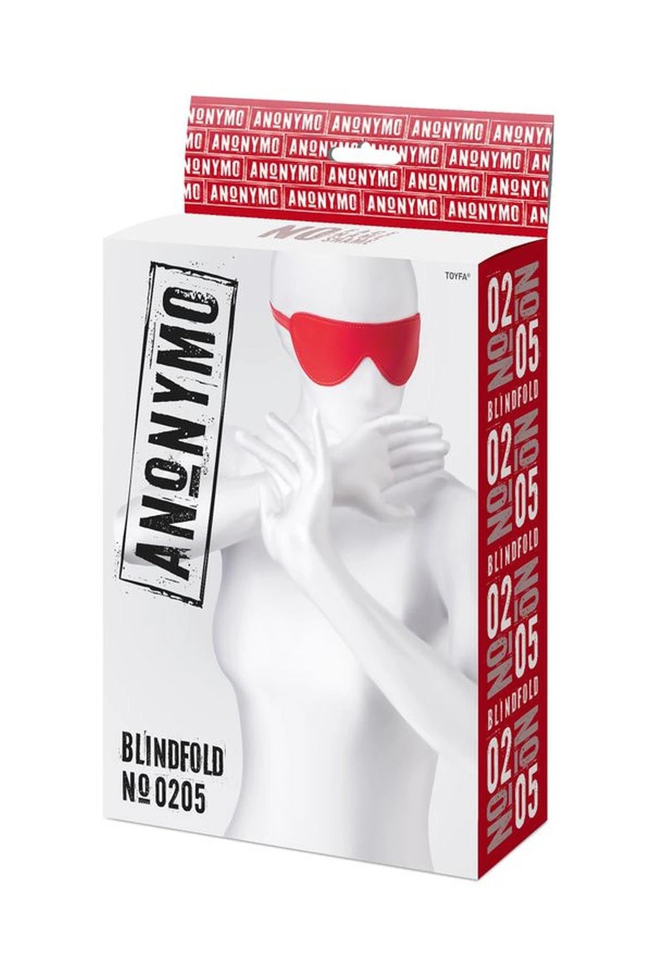 Masque Anonymo, cuir PU, rouge, 65 cm