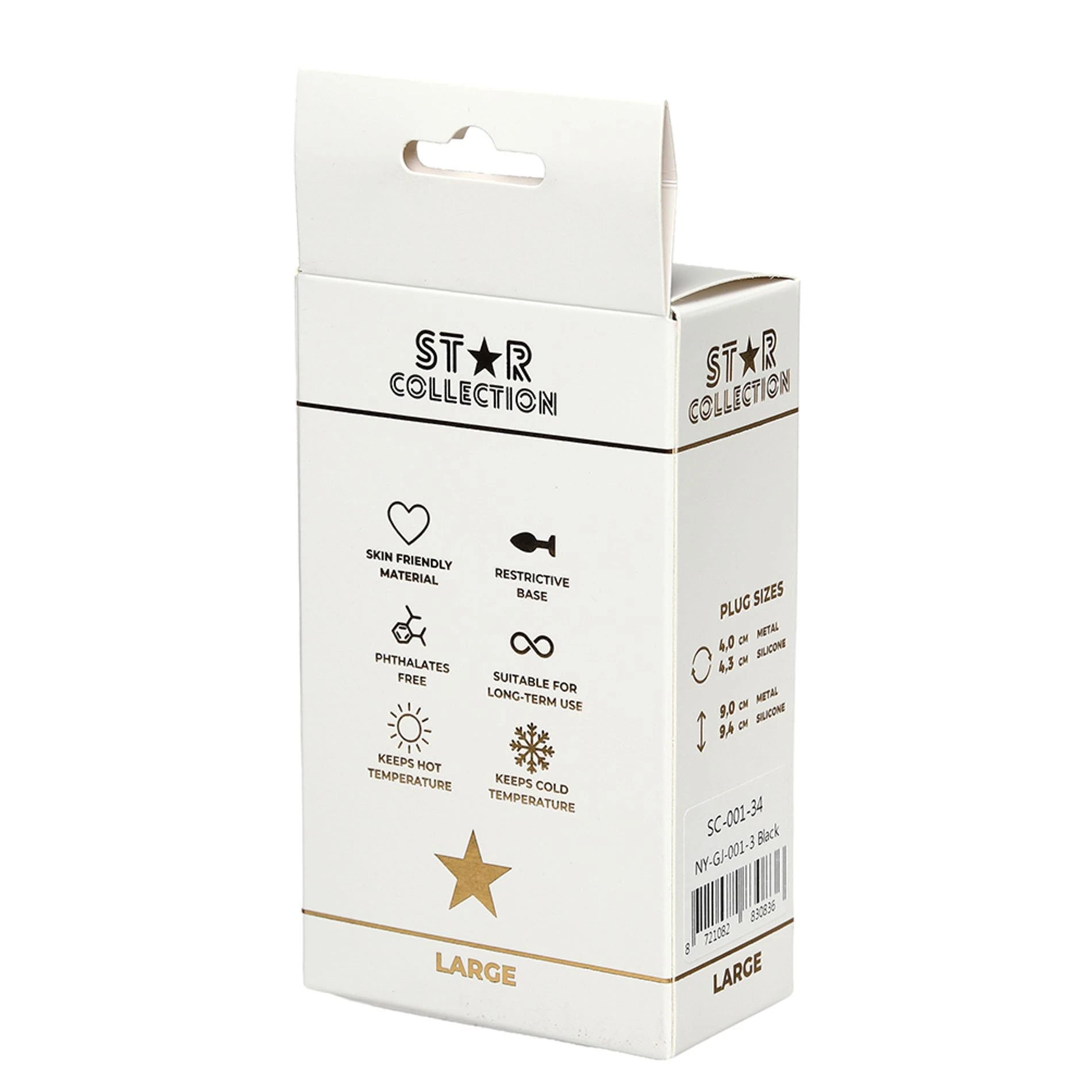 Star Collection - Black Silicone Anal Plug L - Purple Stone