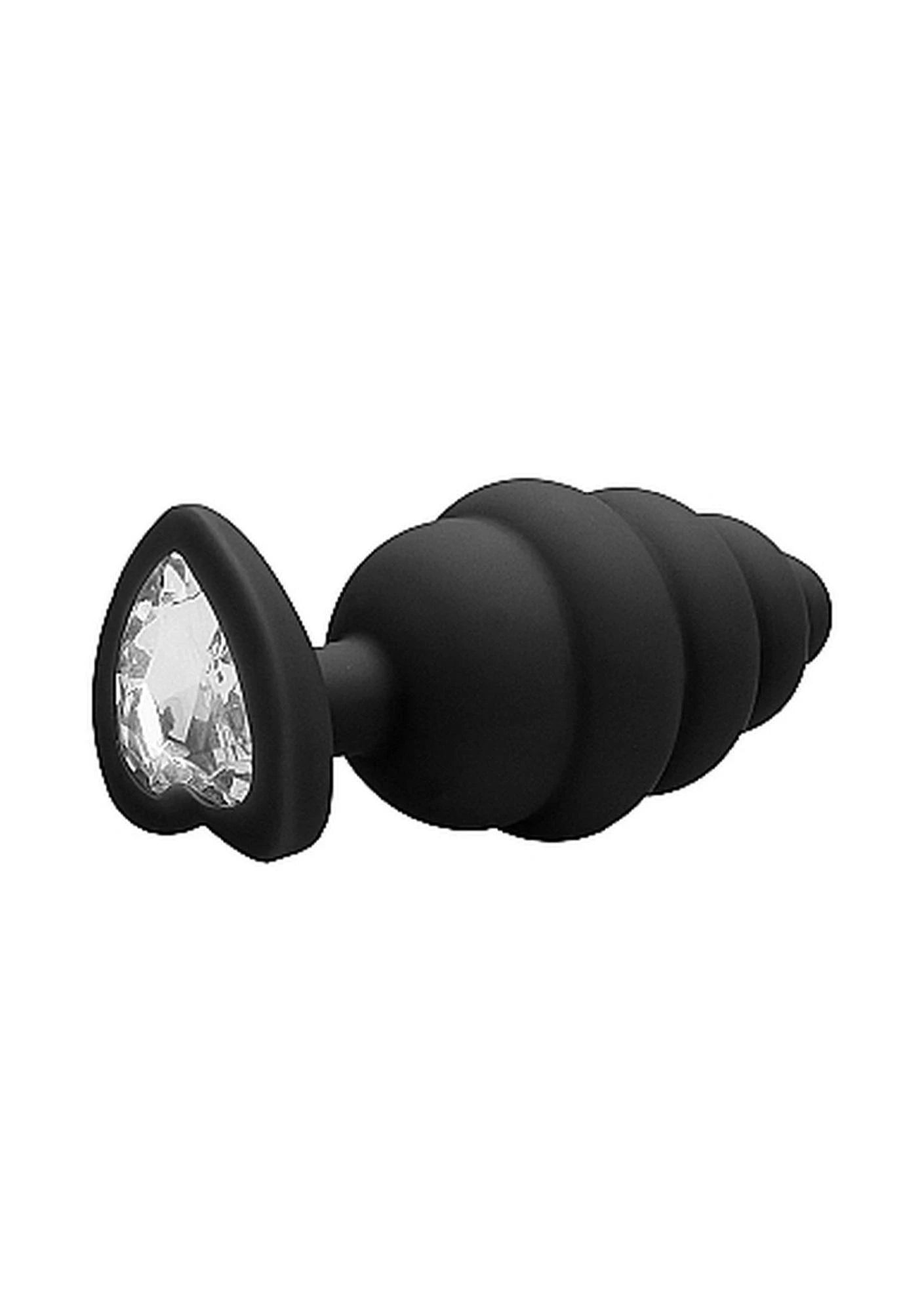 Ribbed Diamond Heart Plug - Large