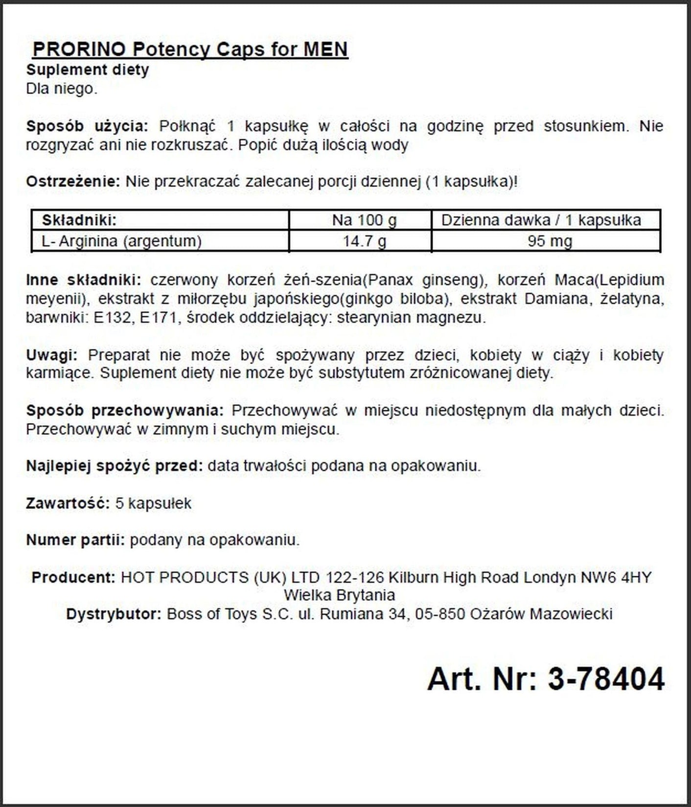 Potency caps for men