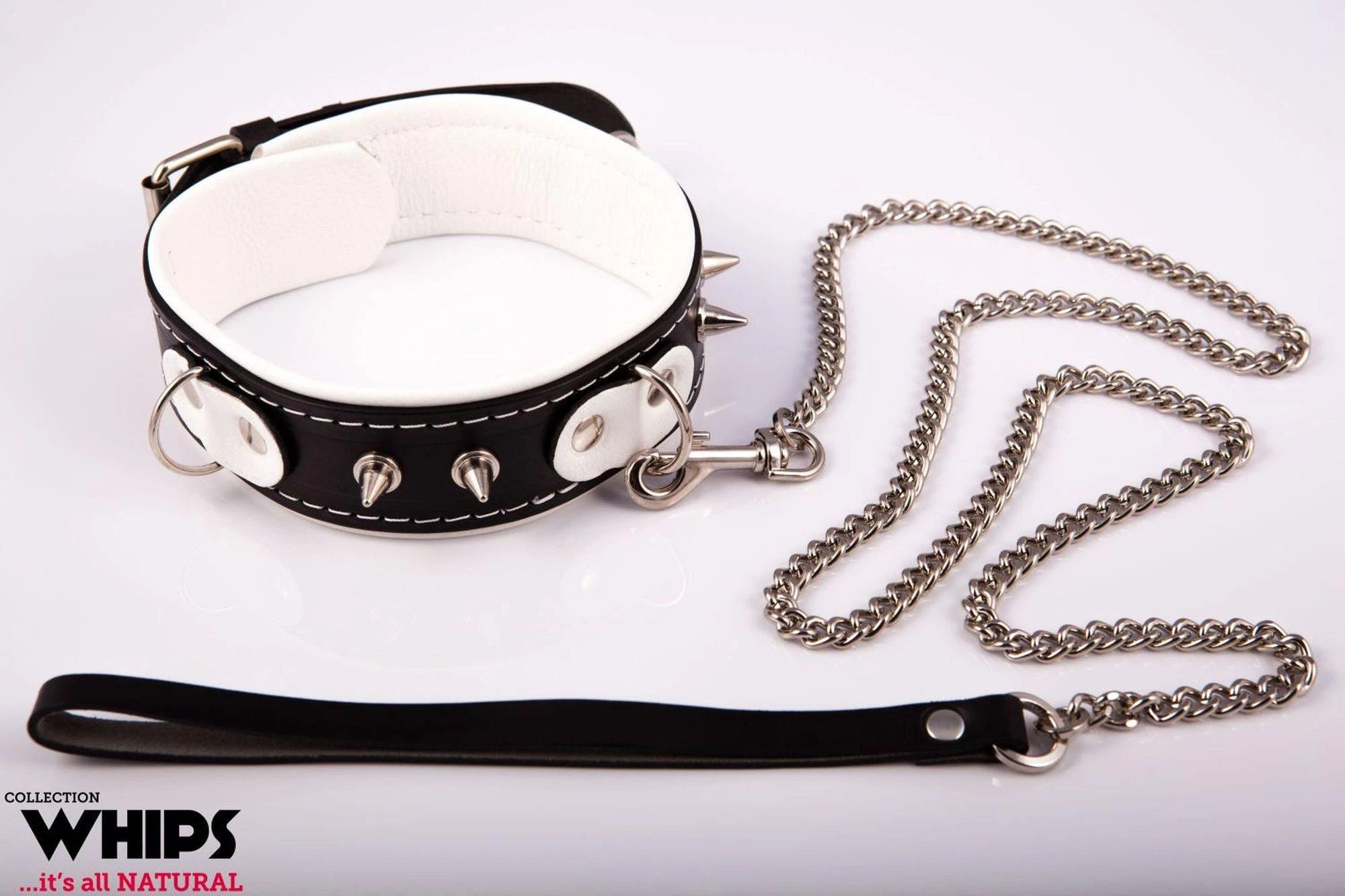 Attaches - Collier d'esclave avec laisse, blanc