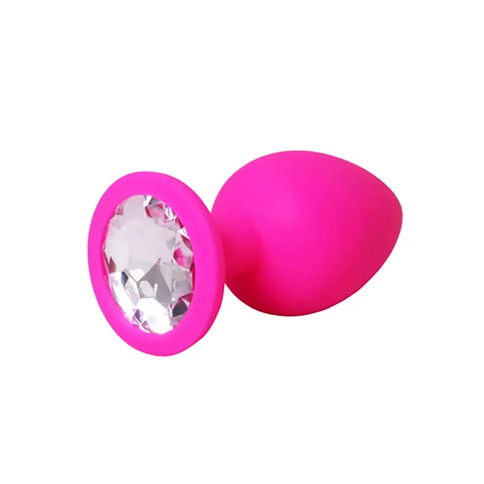 Plug anal rose large avec cristal blanc